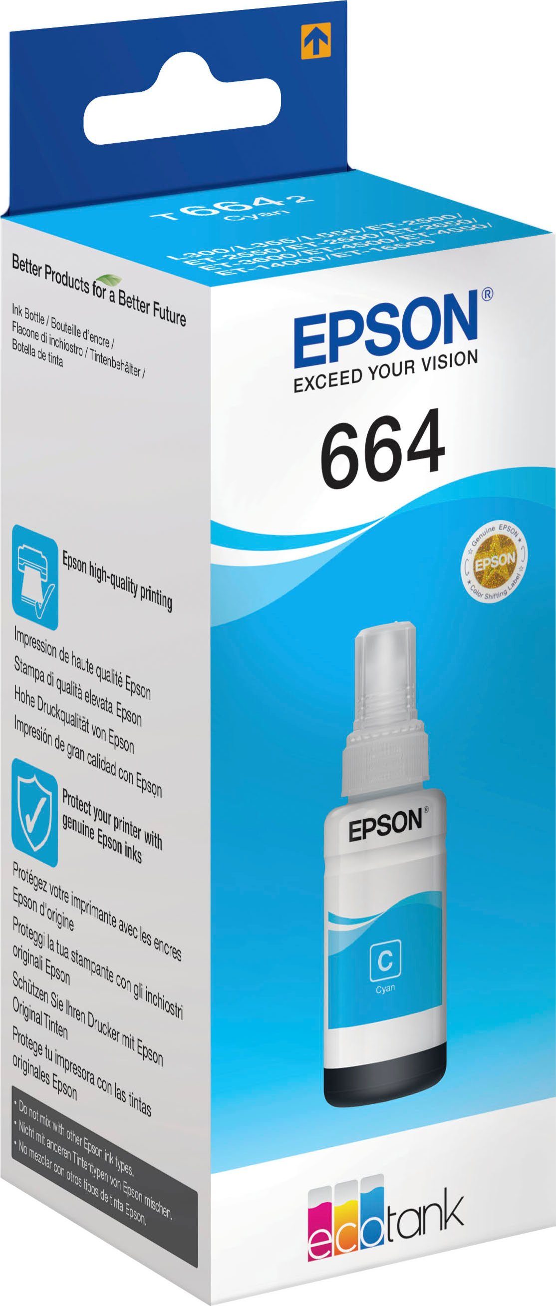 Epson Nachfülltinte 664 1x, original EPSON, cyan) (für Nachfülltinte T6642