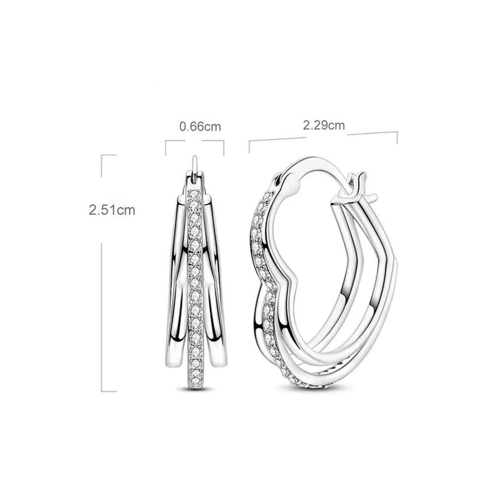 Taffstyle Paar Creolen Herz Ohrringe 925 Sterling Silber elegantes Design mit Kristallen (Romantische Herzcreolen aus Sterling Silber perfekte Geschenkidee für  – Bild 4 von 5