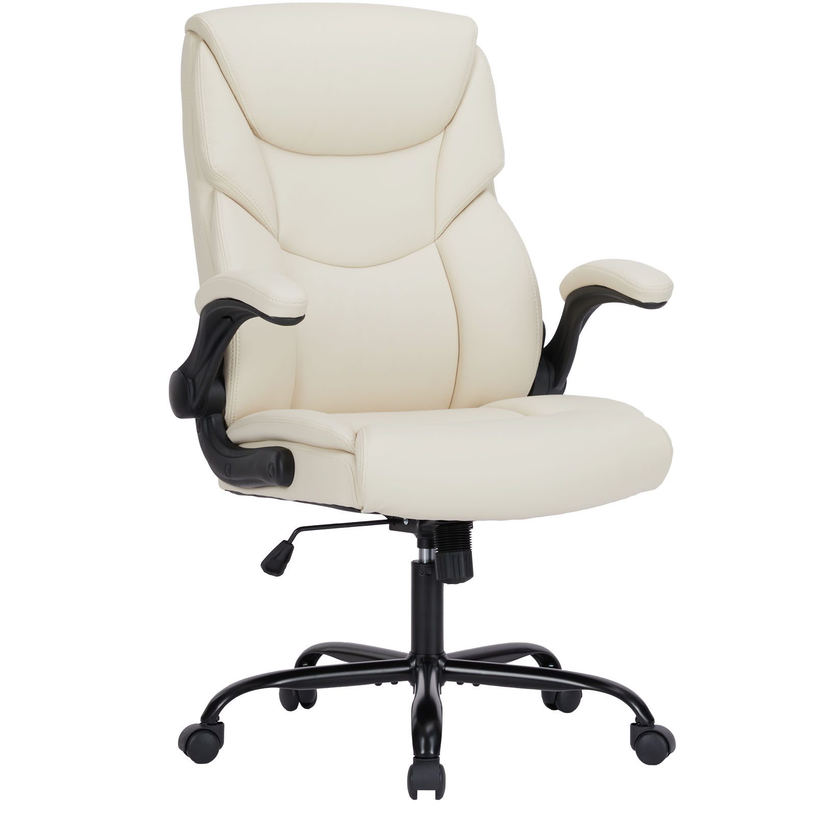 SURFOU Bürostuhl Chefsessel PU Schreibtischstuhl Office Chair Drehstuhl Computerstuhl, Verstellbarer Lordosenstütze Armlehne, Höhenverstellung