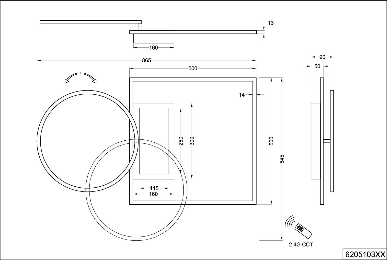 Deckenleuchte intgrierter Downey, integriert, Dimmer Dimmer, LED stufenlos LED Funktion, Lichtfarbe Memory einstellbar, Leuchten TRIO Farbwechsler, fest