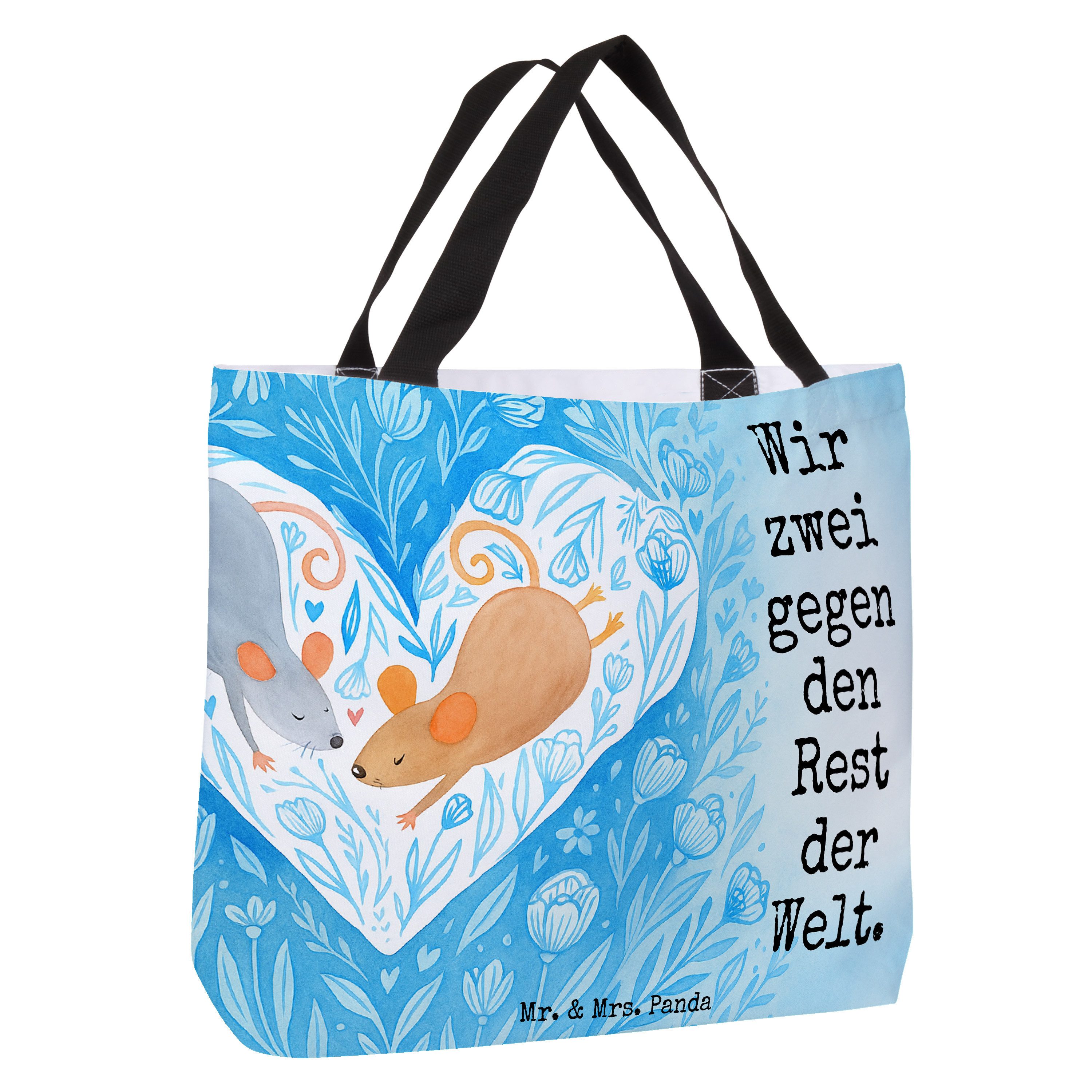 Mr. & Mrs. Panda Shopper Mäuse Herz Design, Tote Bag, Weiß, Hochzeit, Love, Tasche, Liebesspru (Packung), Verliebt City-Shopper Freundin