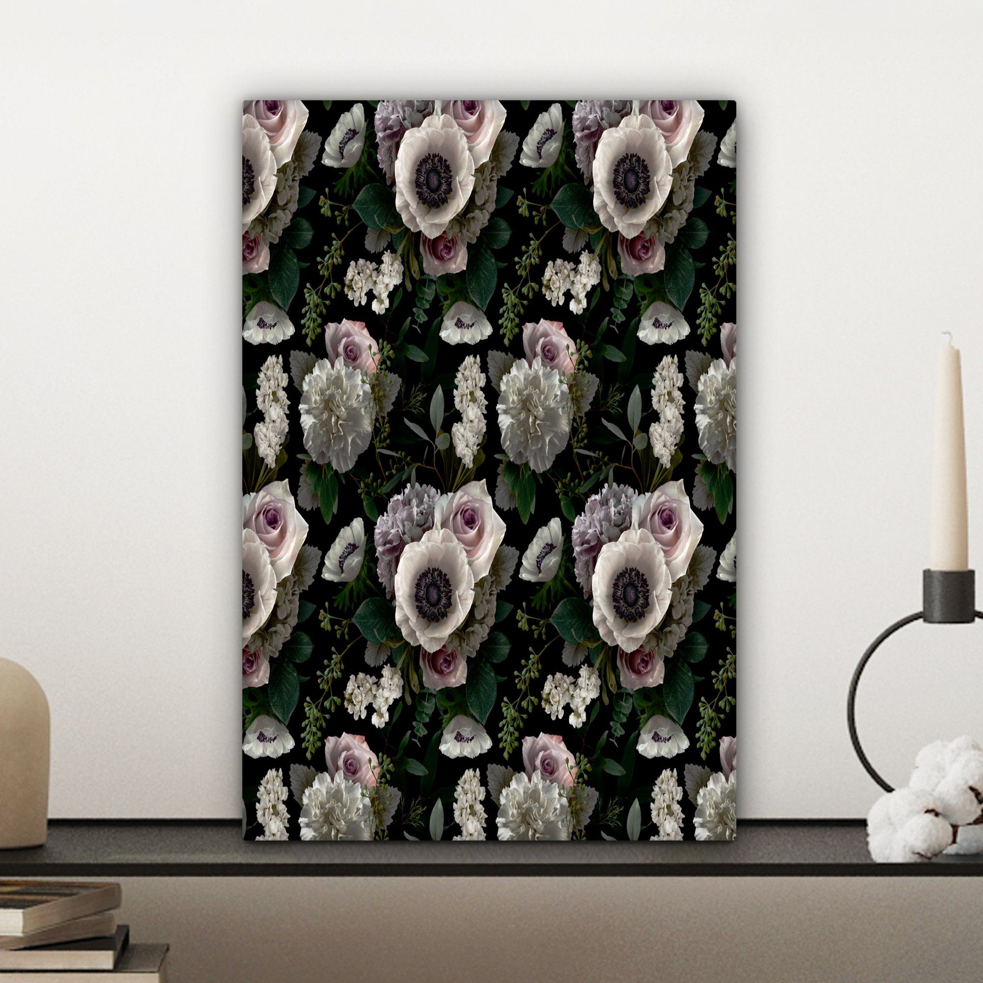 St), Zackenaufhänger, Anemone fertig cm Gemälde, - Leinwandbild Leinwandbild Rosa, bespannt Blumen 20x30 inkl. (1 OneMillionCanvasses® -
