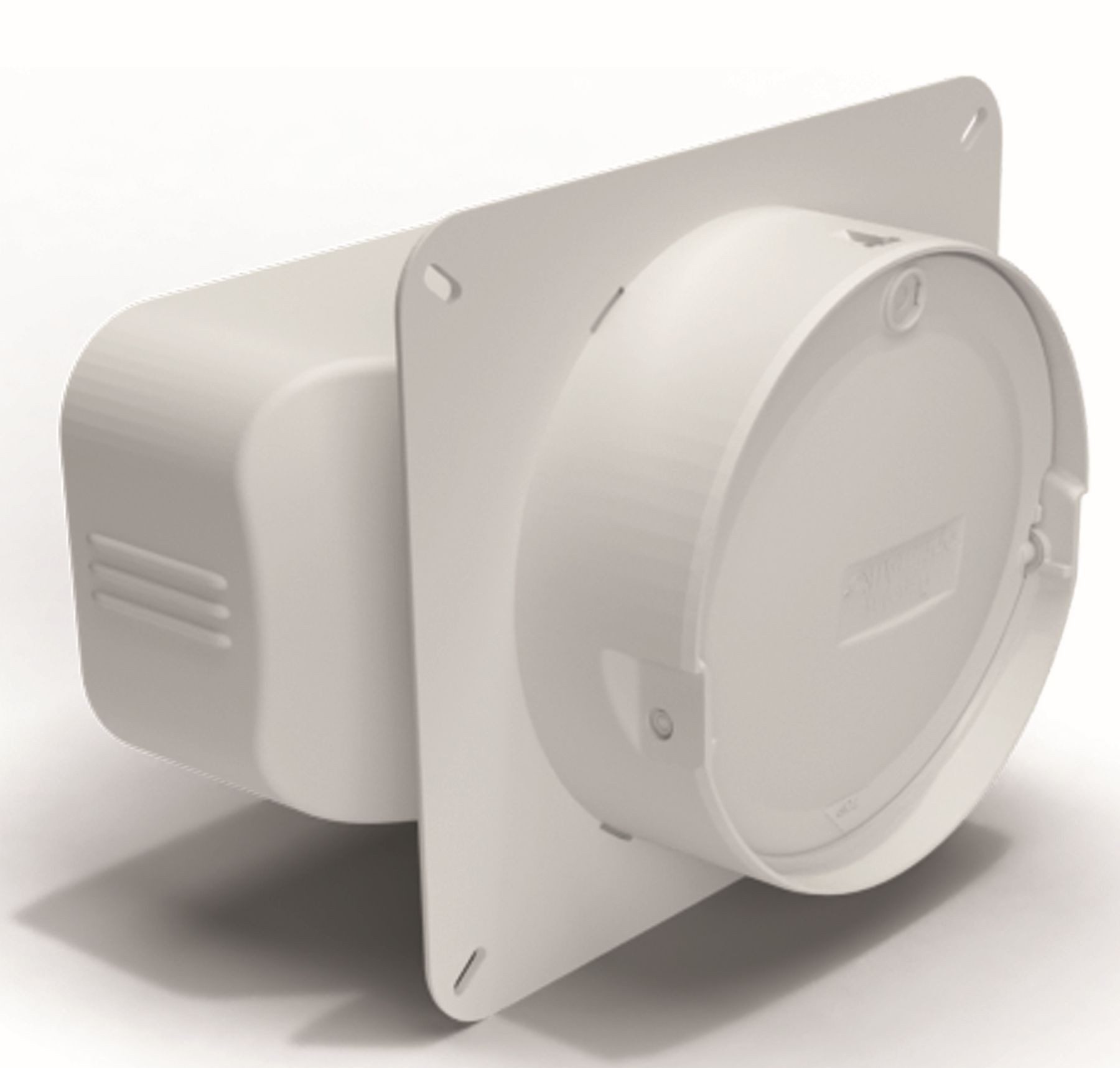 Wallair Montagezubehör Dunstabzugshaube Flachkanal 175x80mm auf Ø 125mm Maueranschluss-Stutzen Rückstauklappe
