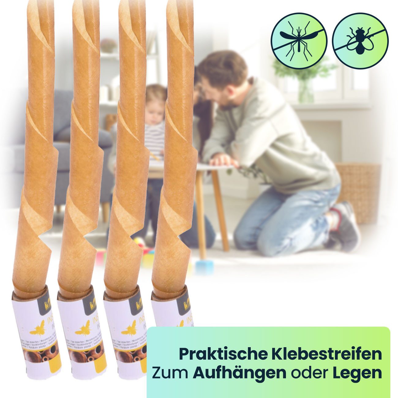 Progarden Insektenfalle Insektenfänger: 8 Premium-Klebestreifen für sauberen Schutz, Zum Aufhängen oder Legen – Bild 2 von 2