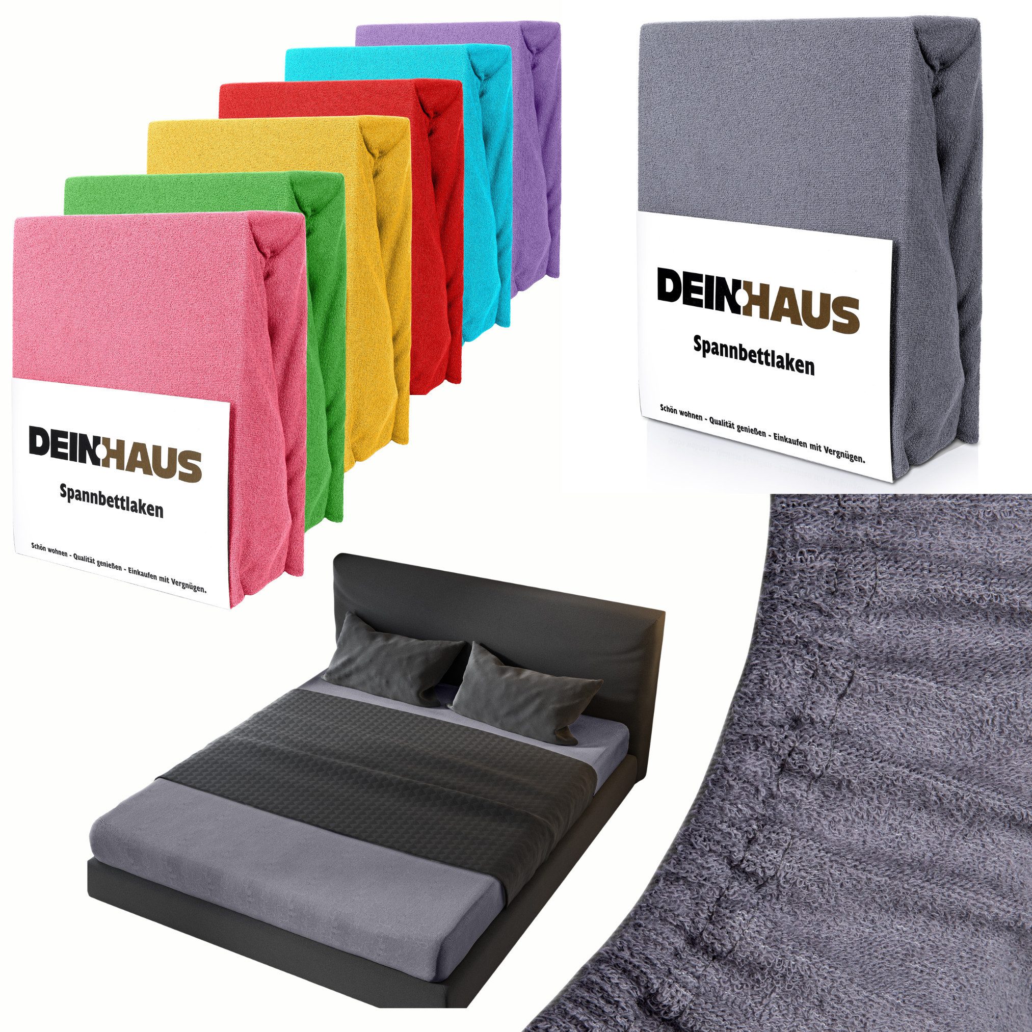 DH DEIN . HAUS Spannbettlaken Frottee SOFT, Baumwolle, Gummizug: rundum, (1 Stück), weich saugfähig atmungsaktiv Rundumgummi formstabil bis 20 cm