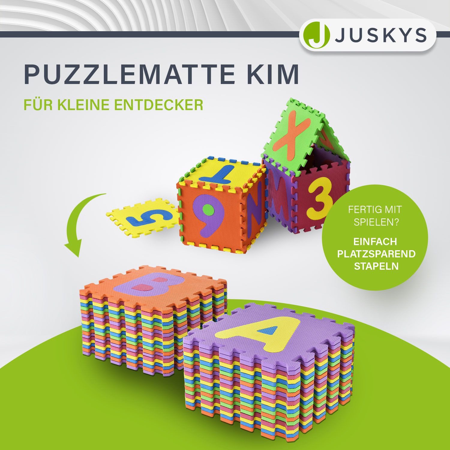 Juskys Puzzlematte Kim, mit Buchstaben und Zahlen, von A - Z und 0 - 9 günstig online kaufen