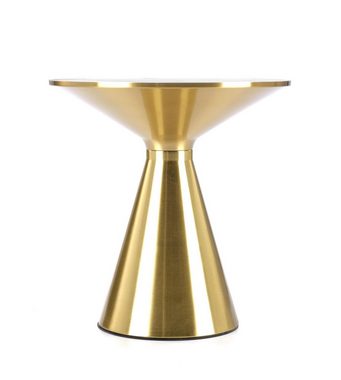 Cosy Home Ideas Beistelltisch Tisch 50 cm rund weiße Marmor Optik Metallgestell gold farbig (1 Stück, 1 Tisch), Breite 50 cm, pflegeleichte Keramikoberfläche