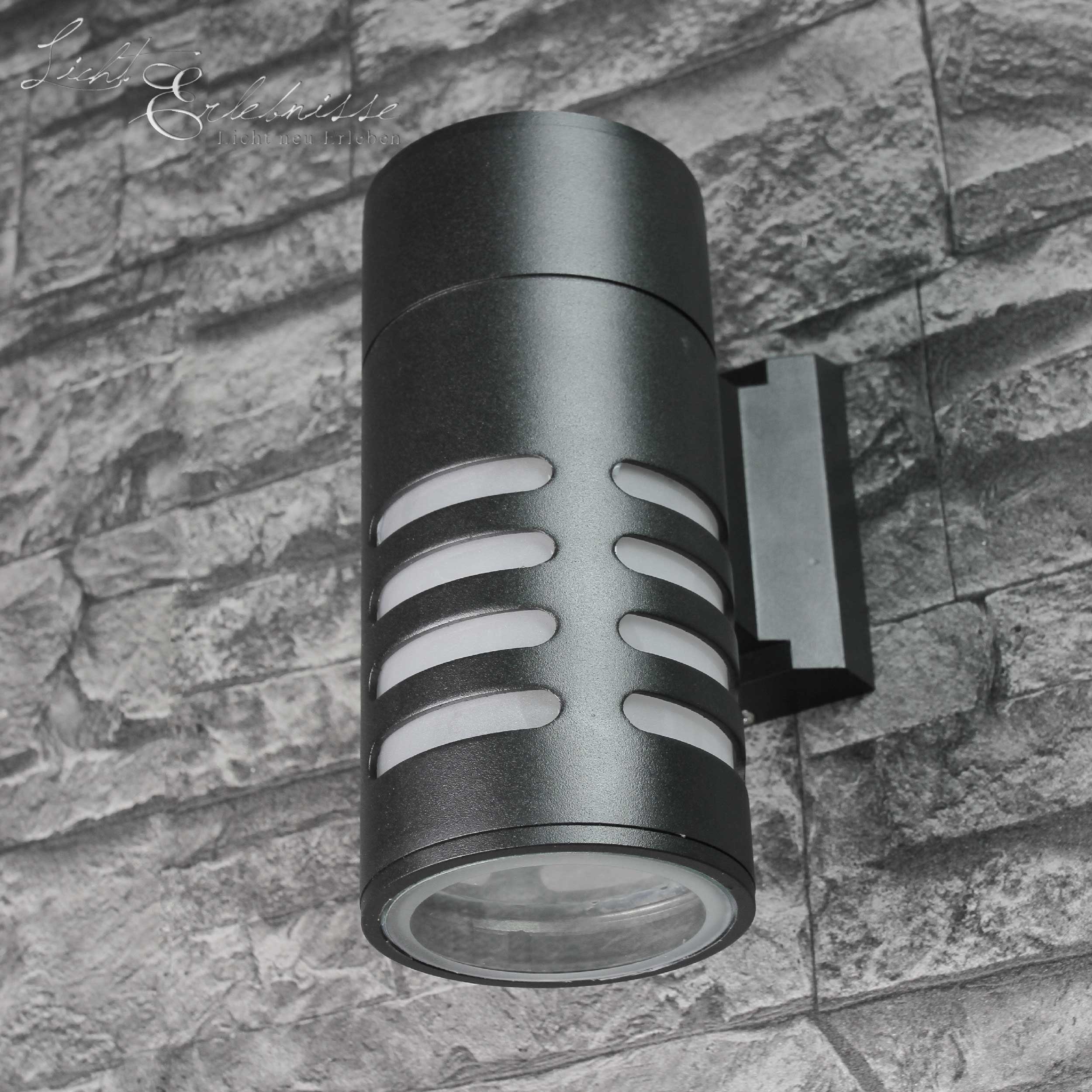 Wandlampe ohne E27 MEKONG, Glas Anthrazit Leuchtmittel, Außen-Wandleuchte Außen Licht-Erlebnisse Aluminium Hauseingang