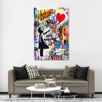 ArtMind Wandbild Pop Art - Keep smiling, Premium Wandbilder als Poster & gerahmte Leinwand in 4 Größen, Wall Art, Bild, Canva