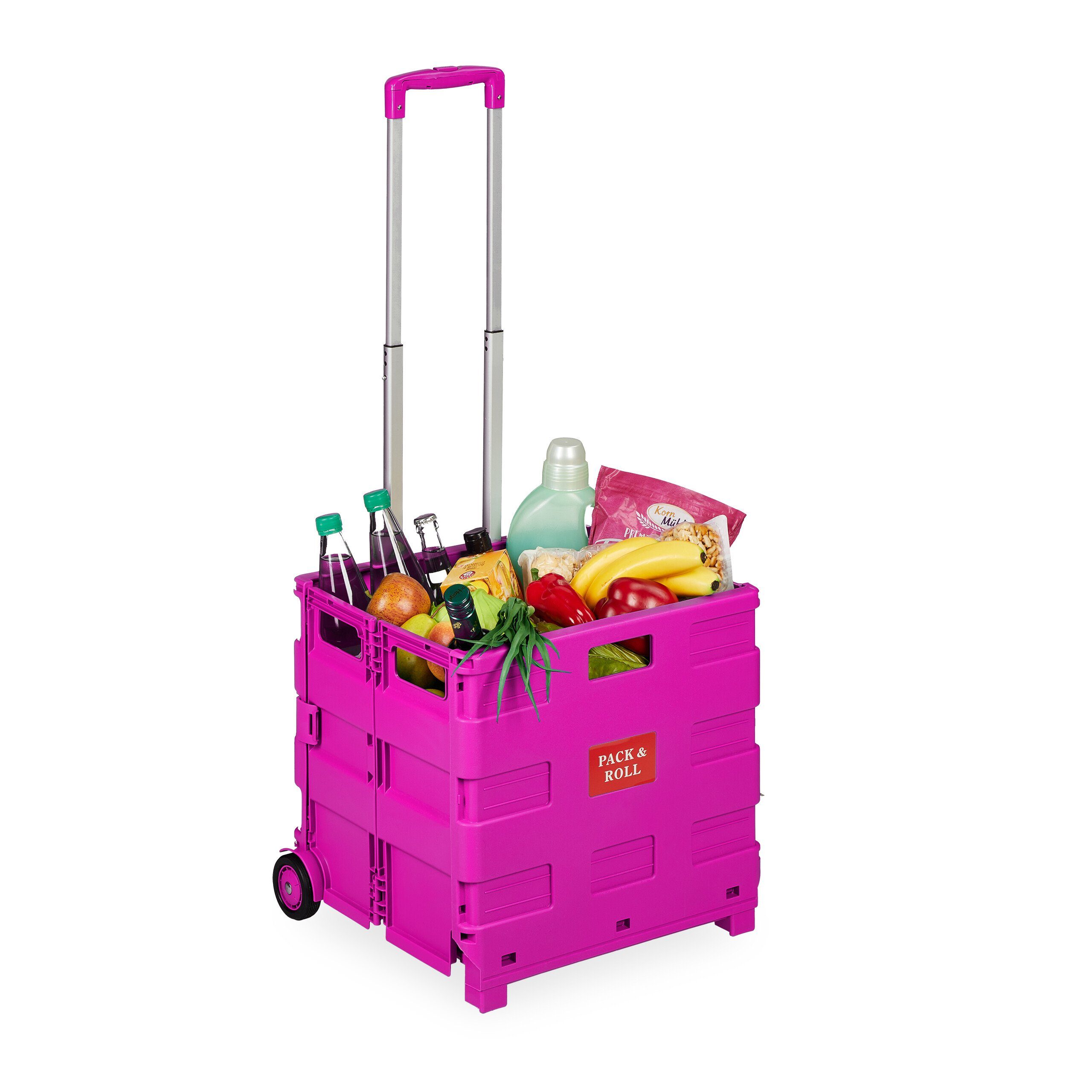 relaxdays Einkaufstrolley Klappbarer Einkaufstrolley, Pink günstig online kaufen
