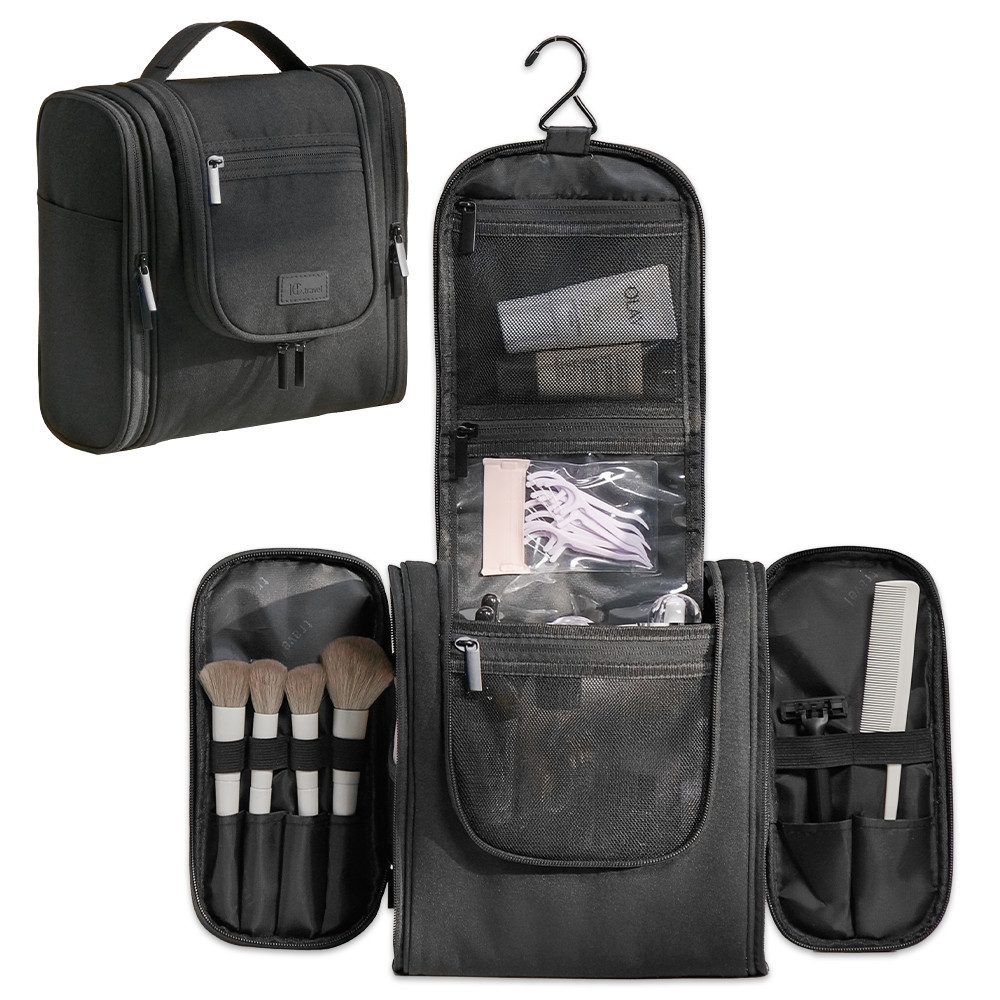 pochento Kulturbeutel Kosmetiktasche, Kulturtasche damen, Kulturbeutel herren (Große Kapazität, Verstärkter Tragegriff), Wasserdicht mit Aufhängehaken, Portable Reise Make Up Tasche