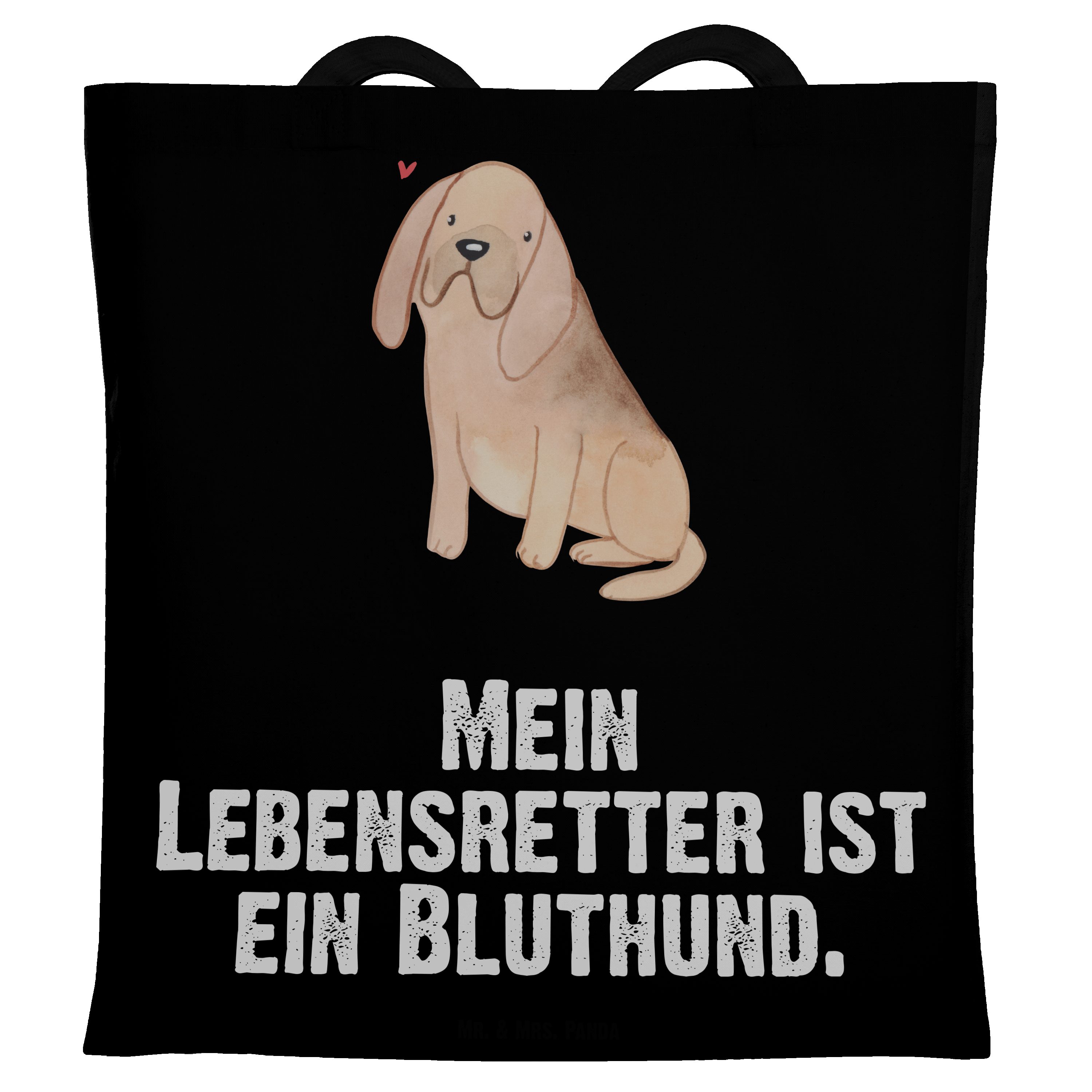 Mr. & Mrs. Panda Tragetasche Bloodhound Lebensretter - Schwarz - Geschenk, Beuteltasche, Bluthund, (1-tlg)