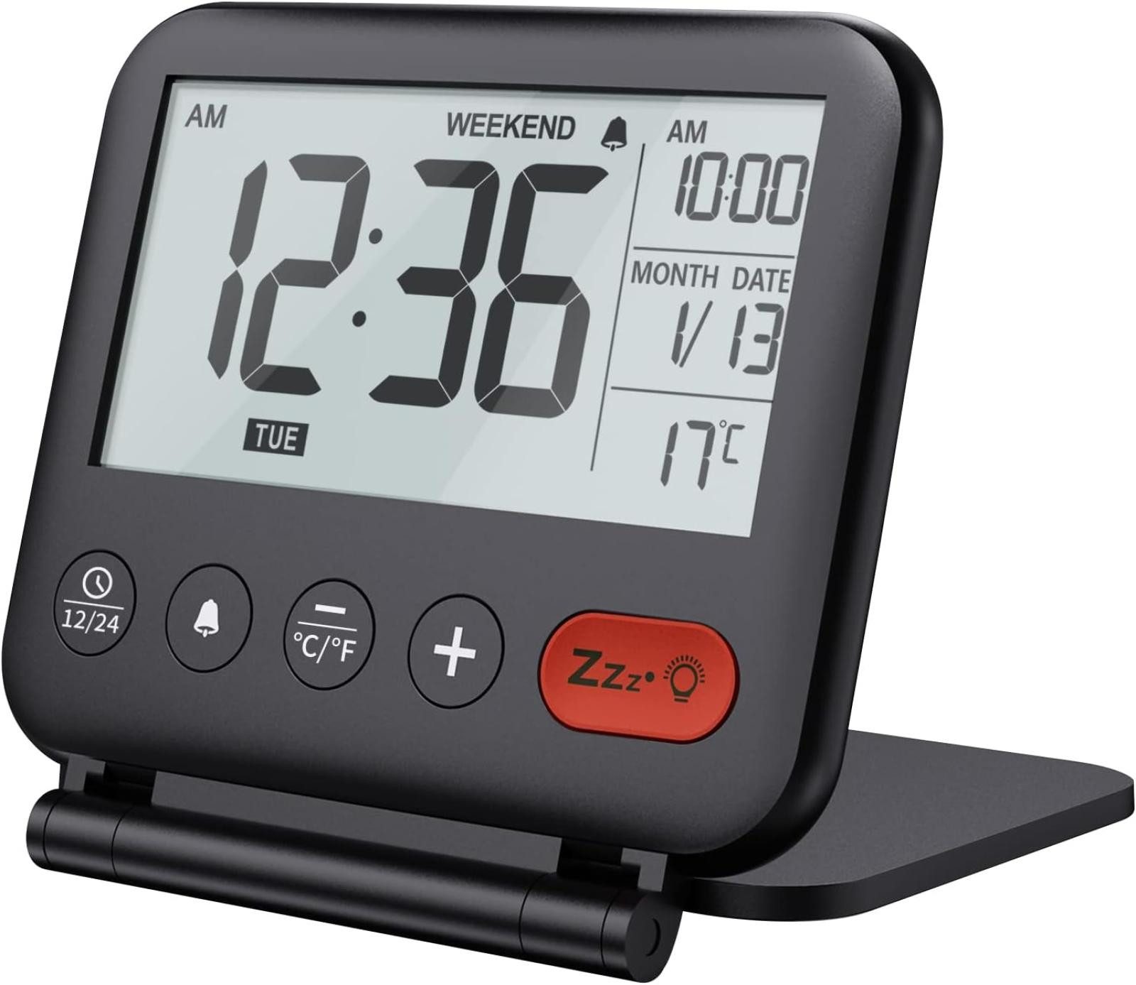 FELIXLEO Reisewecker Mini Reisewecker, tragbare digitale LCD Uhr mit