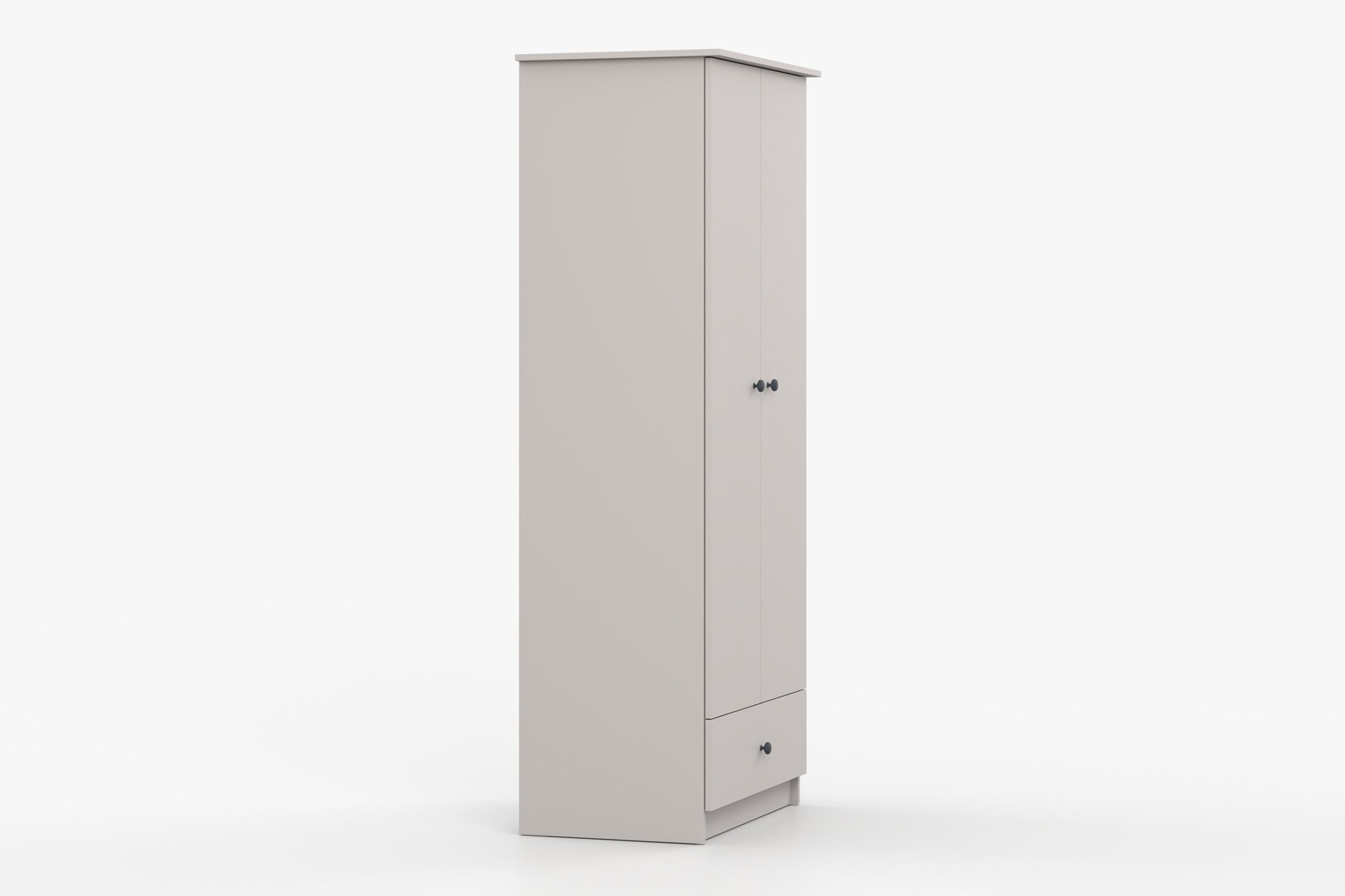 Deine Möbel 24 Kinderkleiderschrank OSCAR Kleiderschrank Drehtürenschrank 85 cm breit (Set, 2-St., ganz in Weiß / Cashmere, Griffe: Rosa / Anthrazit OSCAR-Kollektion) Kinderzimmer Jugendzimmer Jungenzimmer Mädchenzimmer