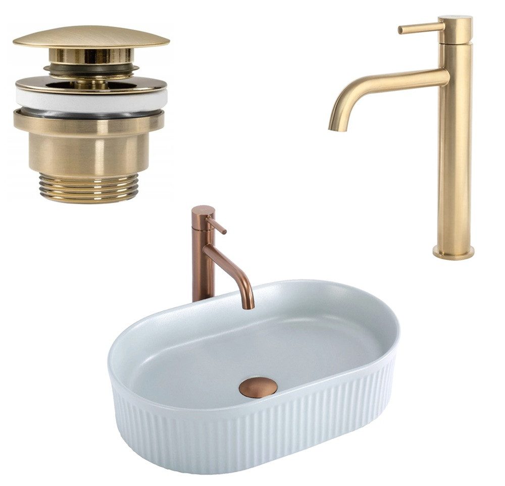 wohnwerk.idee Aufsatzwaschbecken Waschbecken Waschtisch Bunt Blau Pink Matt Design