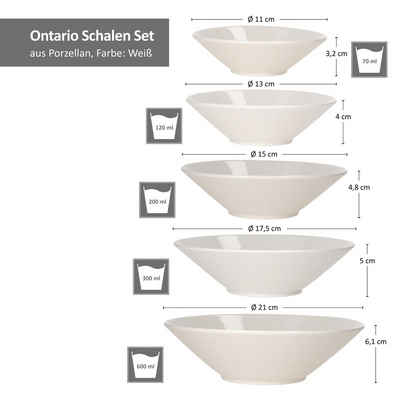 Ritzenhoff & Breker Servierschale 5 tlg. Schalen Set Ontario 11,0 - 21,0 cm Ritzenhoff & Breker, Porzellan