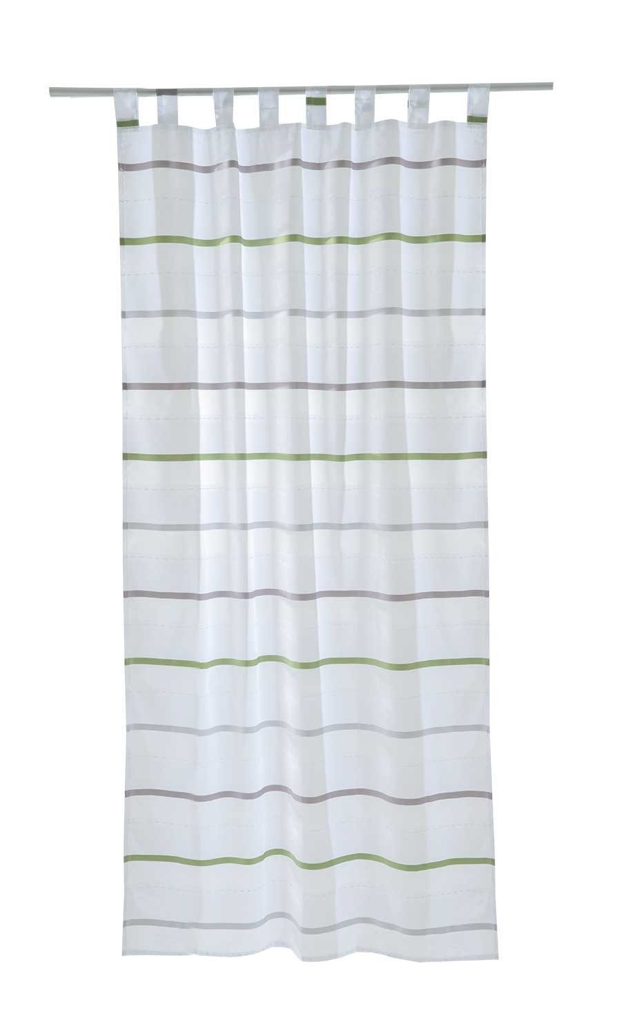 Vorhang BARUCH, Schlaufen, Grün, Grau, L 245 x B 140 cm, Home4You, Schlaufen, transparent | Fertiggardinen