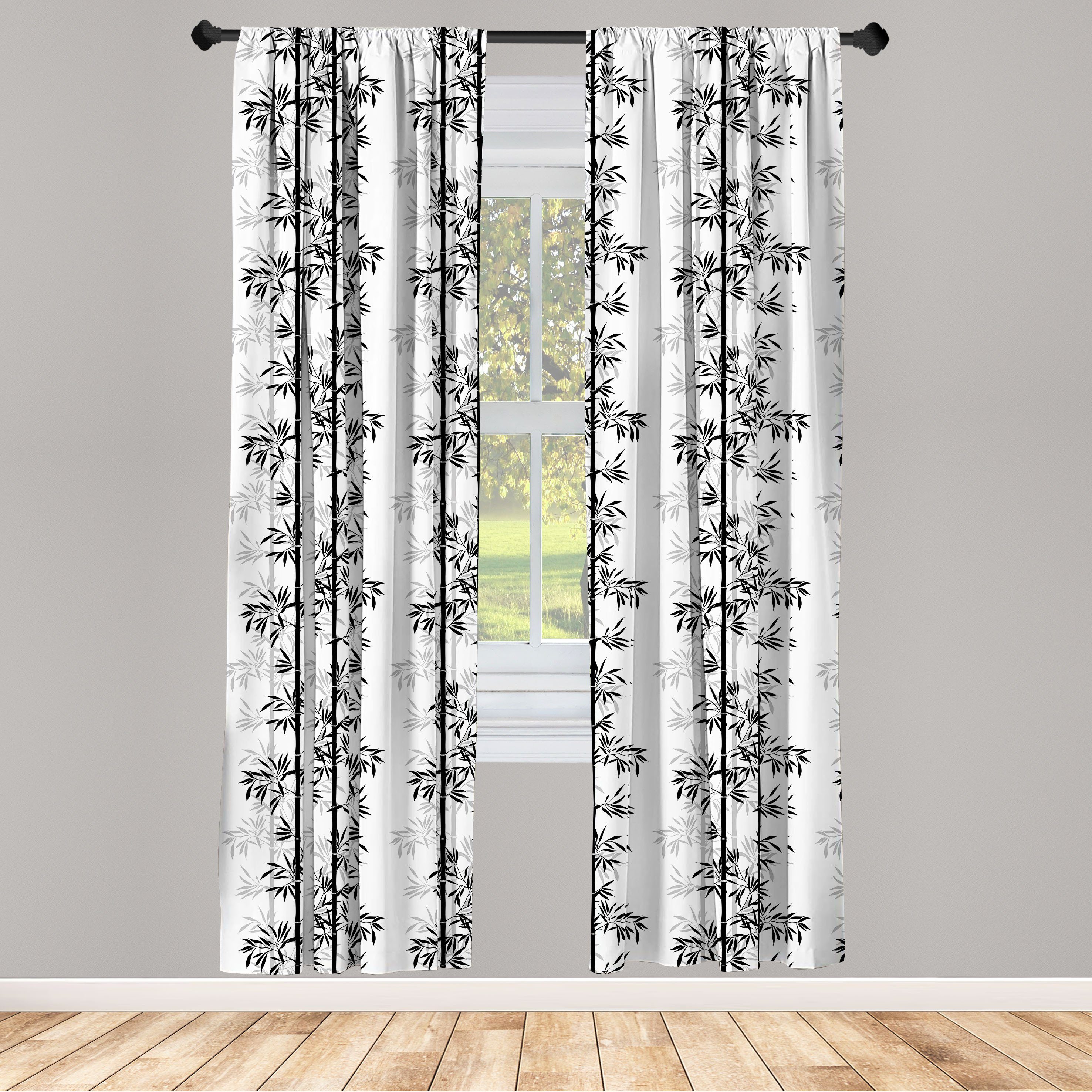 Gardine Vorhang für Wohnzimmer Schlafzimmer Dekor, Abakuhaus, Microfaser, Bambus Bambus-Baum-Blätter