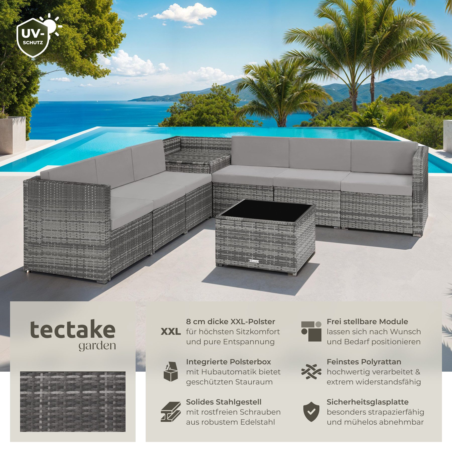 tectake Loungeset Rattan Lounge, (Set., 8-tlg), günstig online kaufen