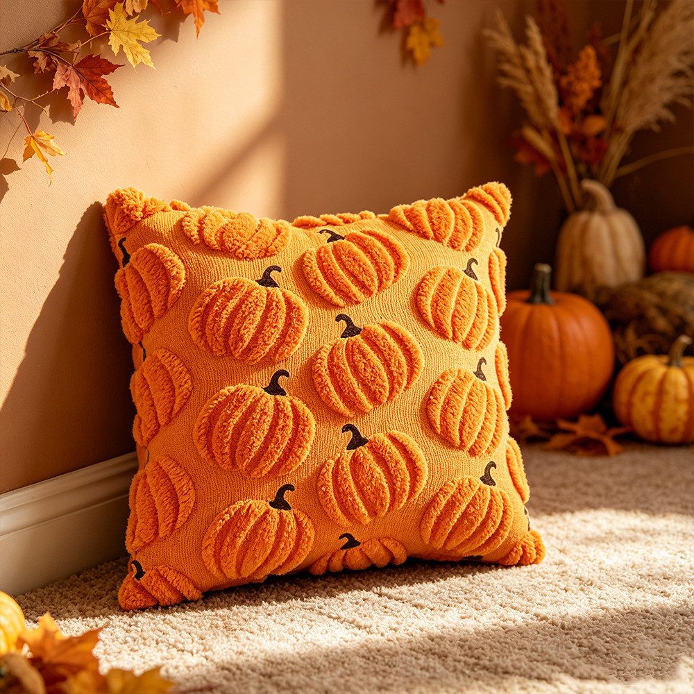 FOUORTUNATE-BEE Kissenbezüge 2er Set Halloween Kürbis Kissenbezüge 45×45 cm, (2 Stück), Lustige Kürbis-Kissenhüllen für festliche Halloween-Deko – Bild 5 von 5