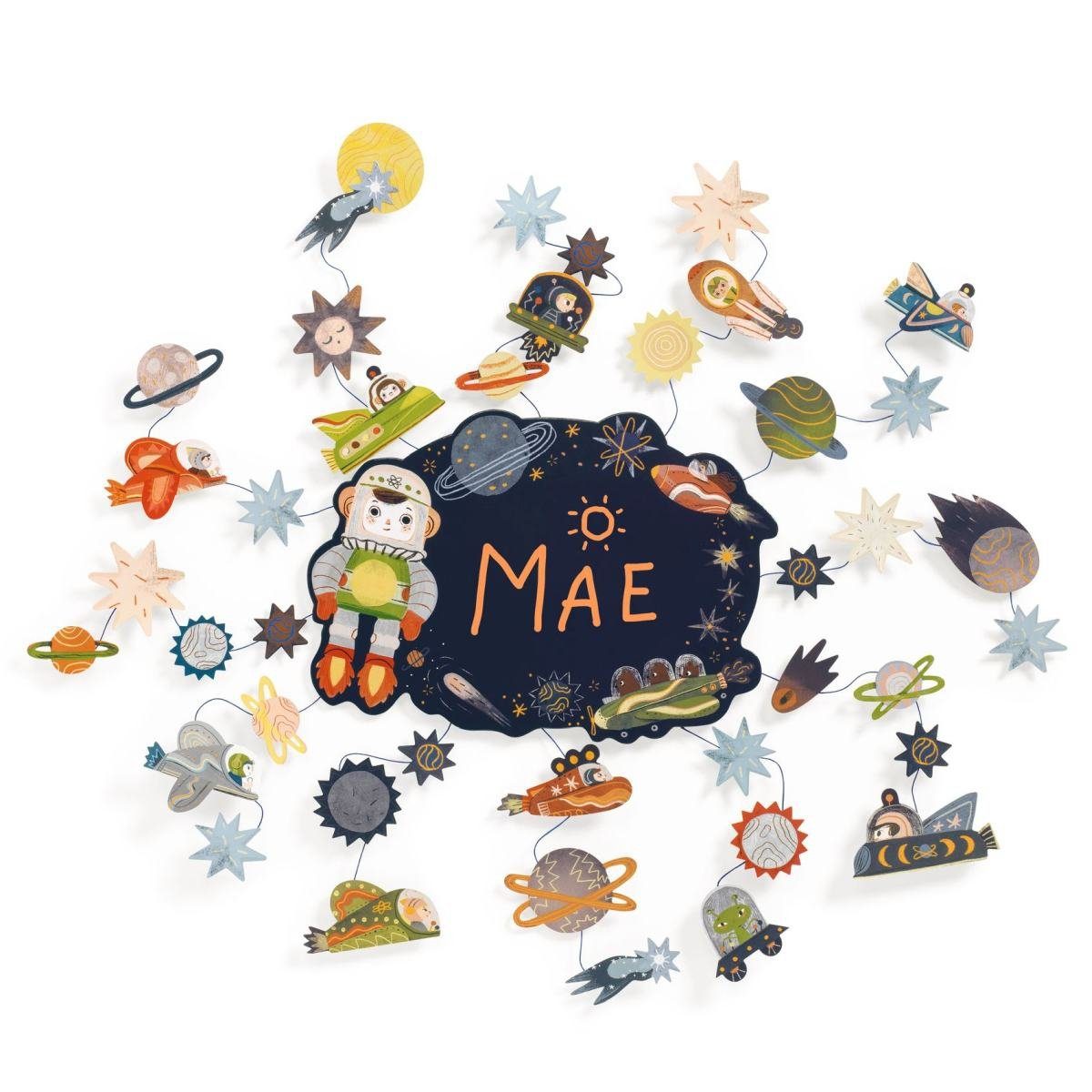 DJECO Kreativset DIY Türschild Weltall Bastelset mit Tafel