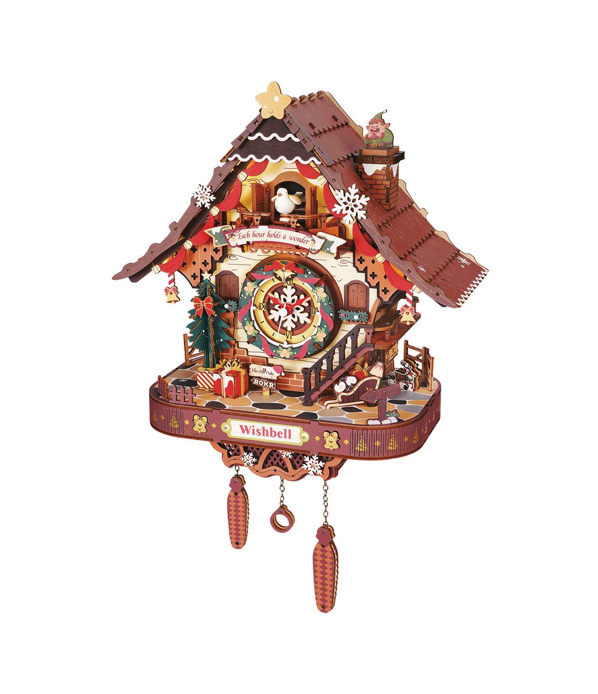 ROKR 3D-Puzzle Robotime LCB01 3D Christmas Cuckoo Clock, Puzzleteile