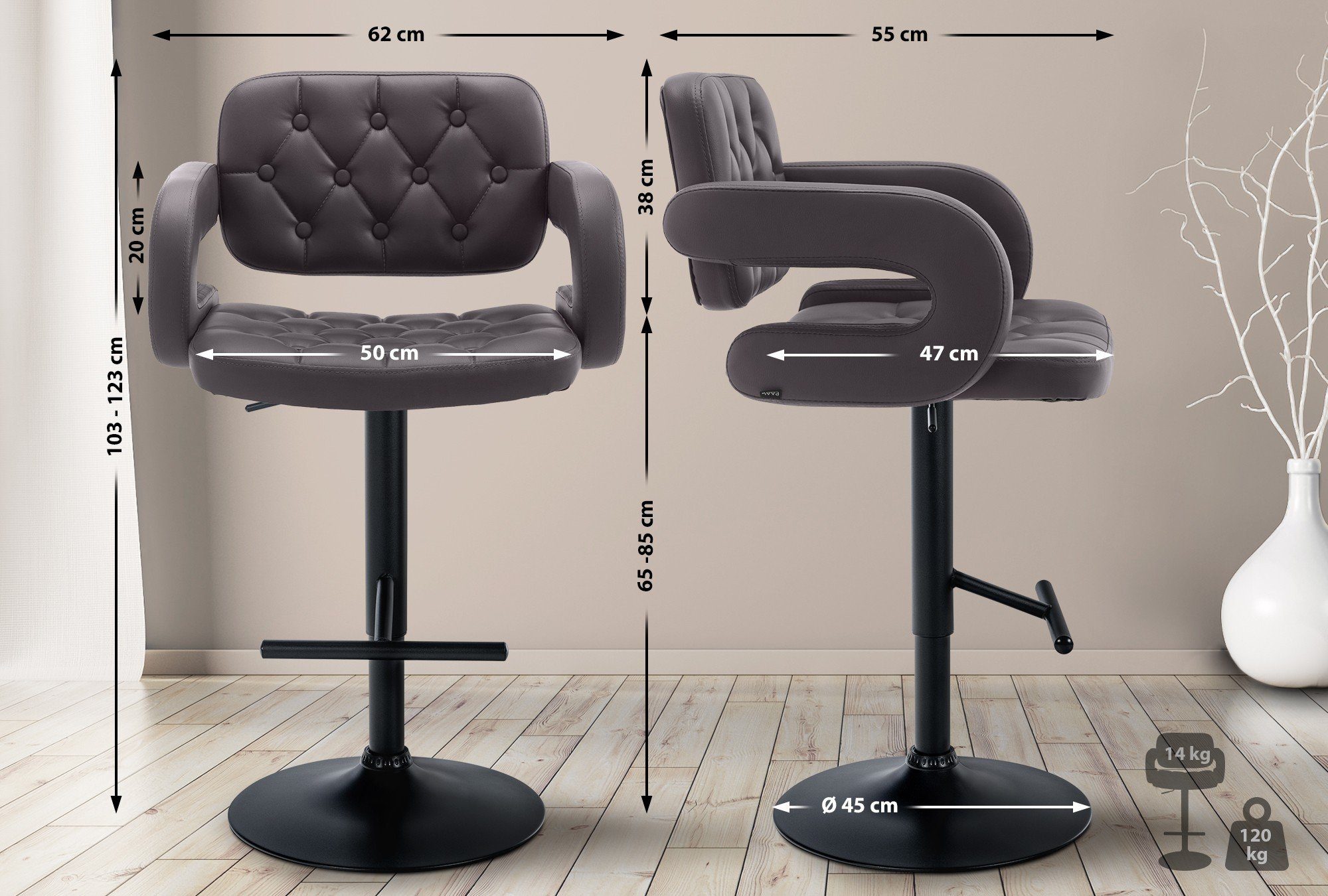 CLP Barhocker Dublin, Kunstleder-Bezug, drehbar und günstig online kaufen