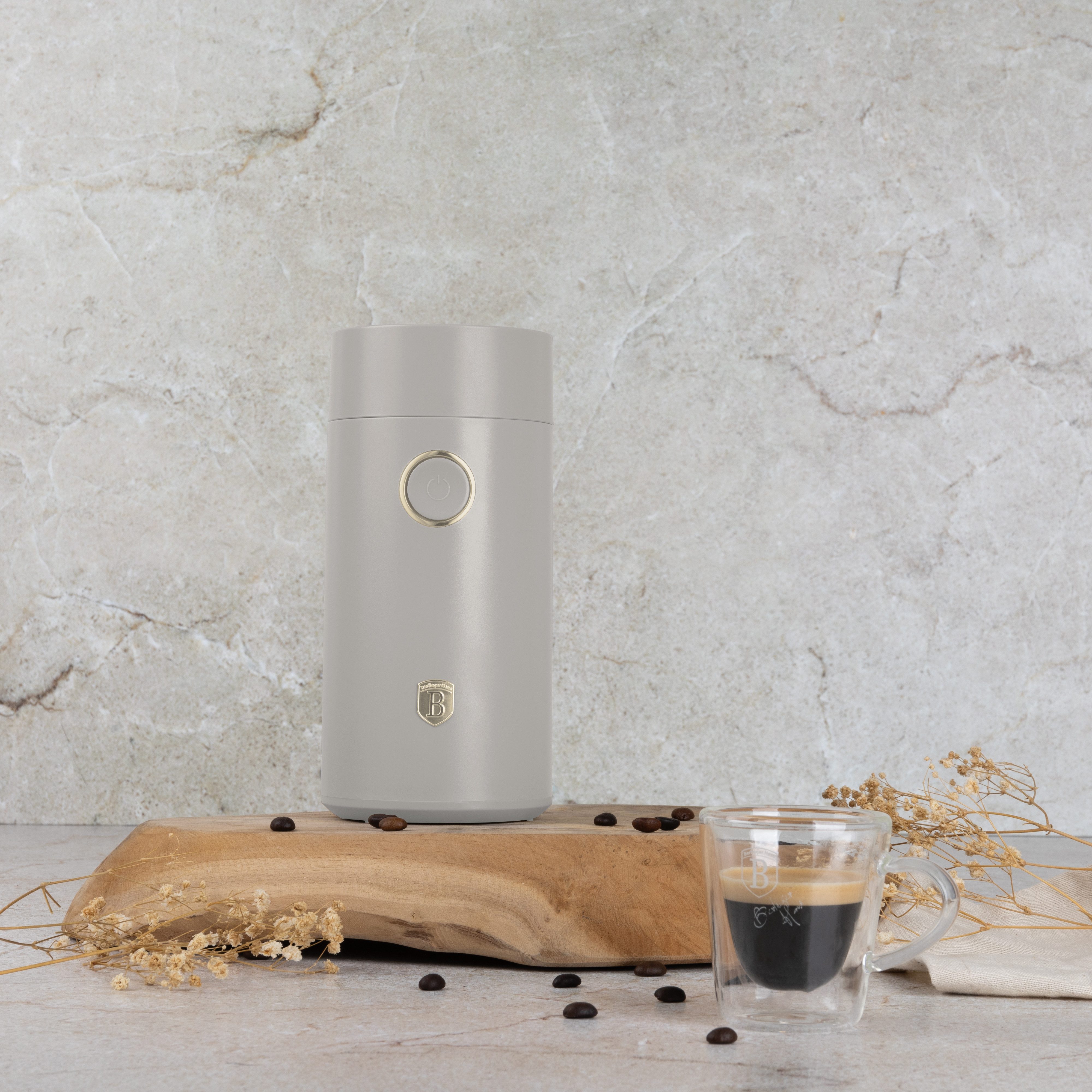 Berlinger Haus Kaffeemühle Creme, 150 W, Schlagmesser, 75 g Bohnenbehälter, 150 W, Edelstahlklingen, Gewürz- und Nussmühle, One-Touch-Bedienung