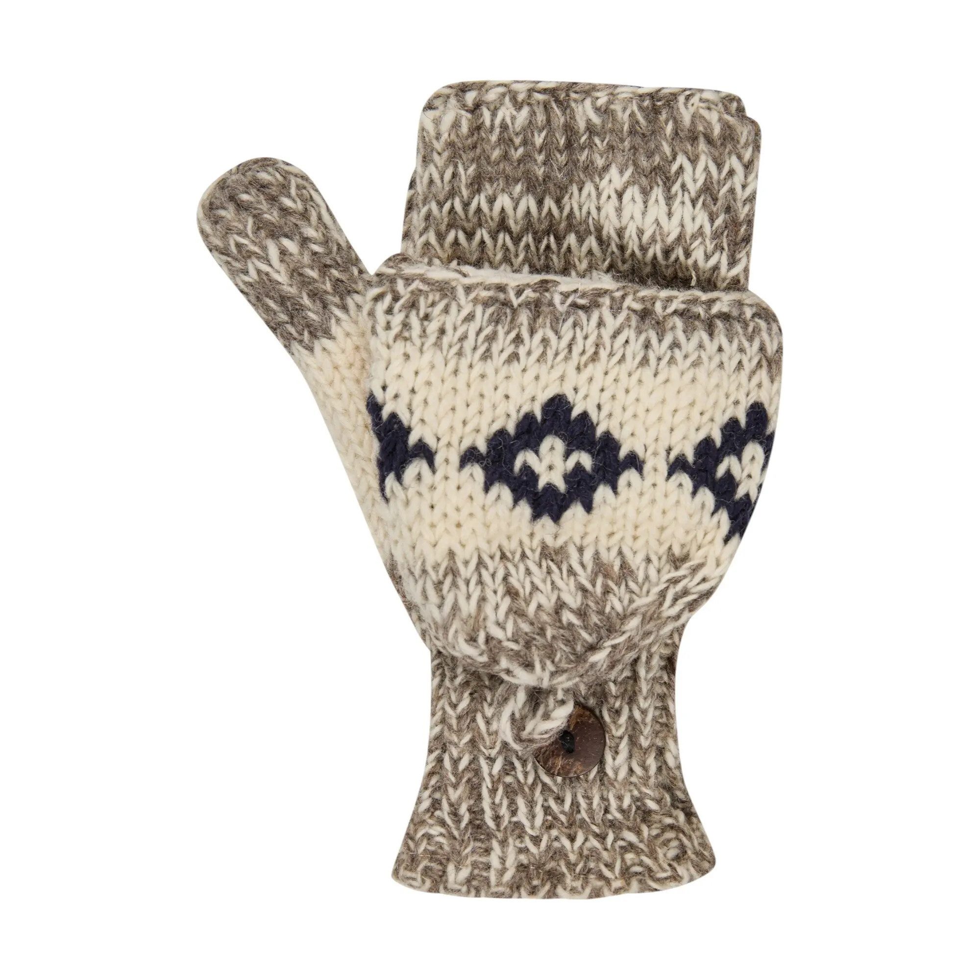 THC Natural Line Strickhandschuhe THC Klapphandschuhe 609 Norweger grau (1-St., 1 Paar) abklappbare Fingerspitzen
