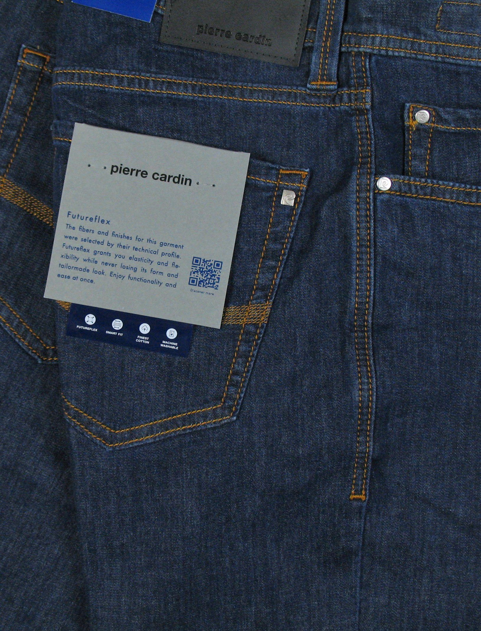 Pierre Cardin 5-Pocket-Jeans Futureflex Lyon Dark Blue Rinsed Tapered Denim Stretch