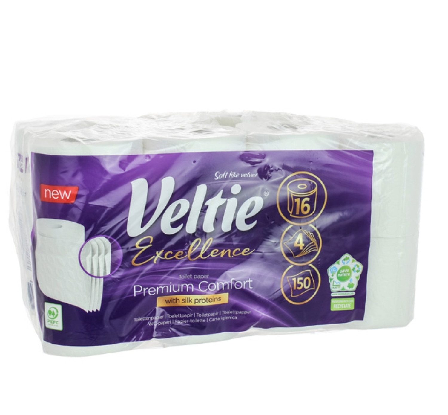Centi Toilettenpapier Toilettenpapier 16er Pack – 4-lagig – (Spar-Set), 150 Blatt – Weiß