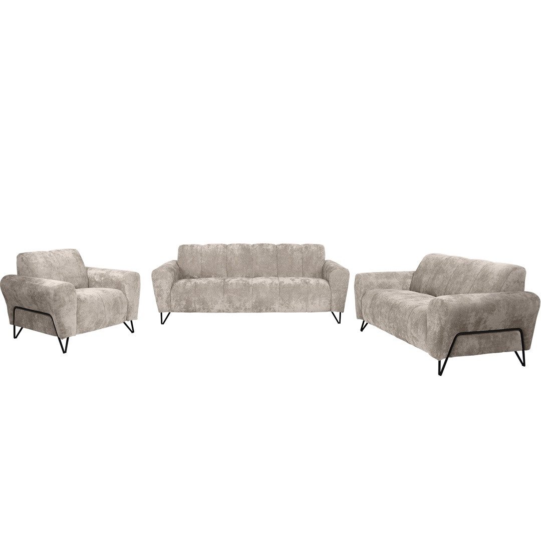 Beautysofa Polstergarnitur mit Metallbeine in schwarzer VOLARE, 3-Sitzer So günstig online kaufen