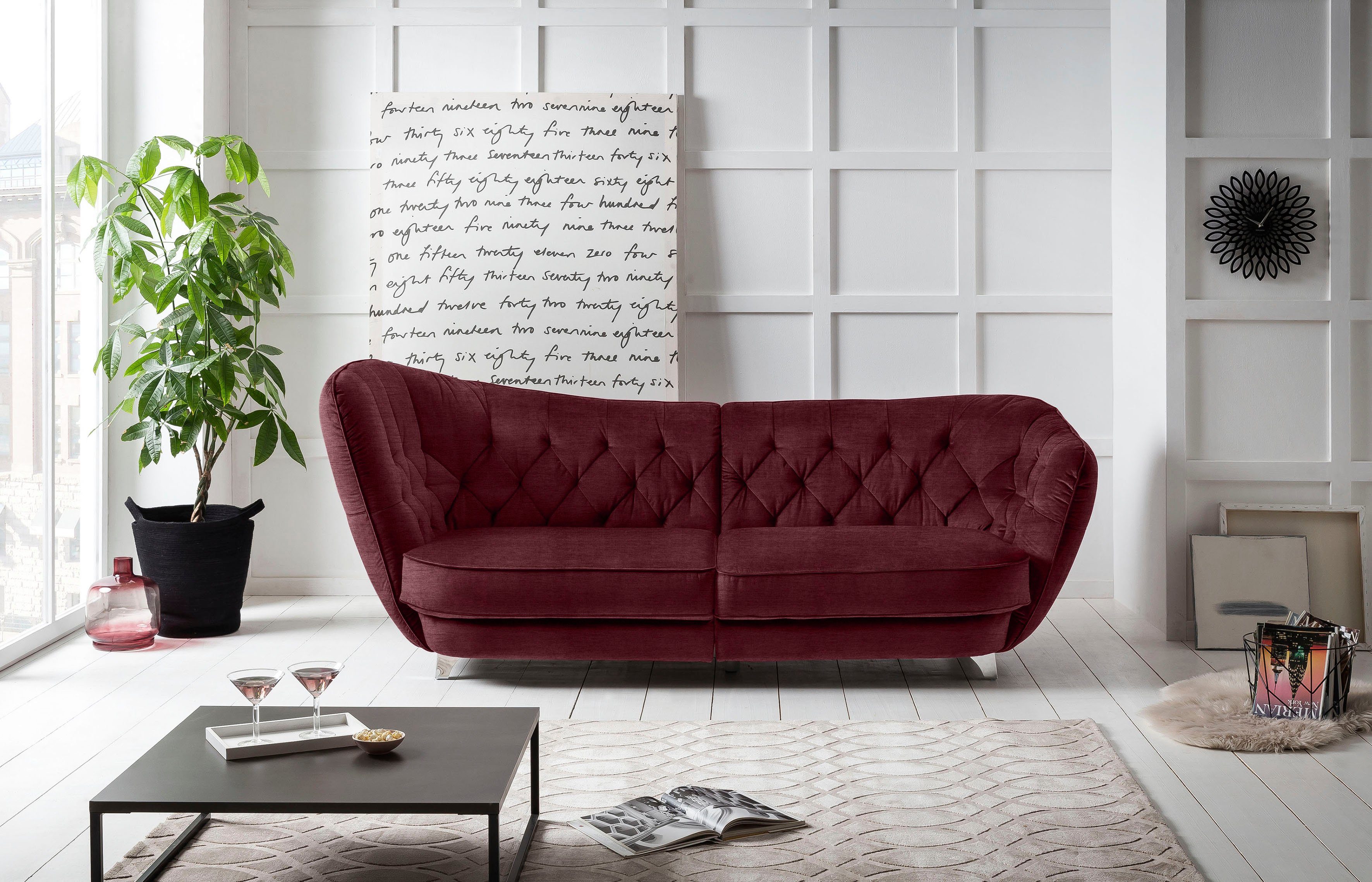 Leonique Big-Sofa Retro, stylischer Hochlehner günstig online kaufen