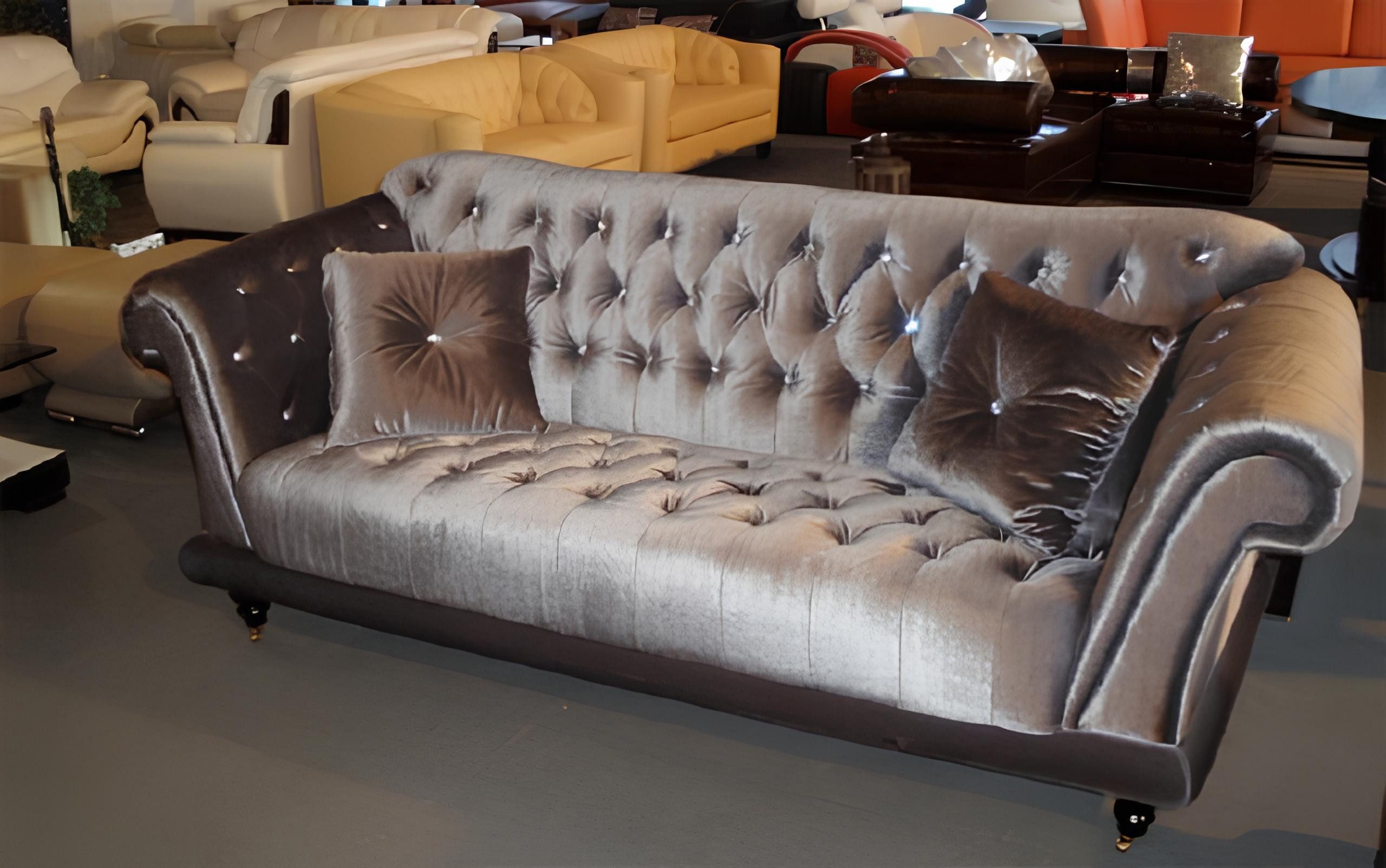JVmoebel Sofa Extra Klasse Chesterfield Textil Samt Polster Couch Sofa Sitz Garnitur, Made in Europa