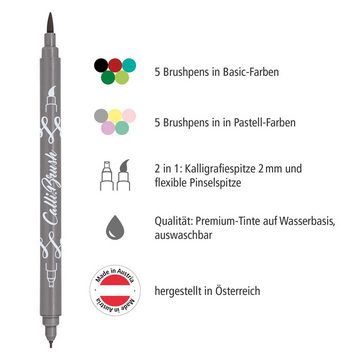Online Pen Kreativset Aquarellset, (Aquarell-Malset für Handlettering, Kalligrafie oder Zeichnen, Aquarell-Block, 10x Calli.Brush Pens, Waterbrush-Pen, Aquarell-Magazin), in Geschenbox