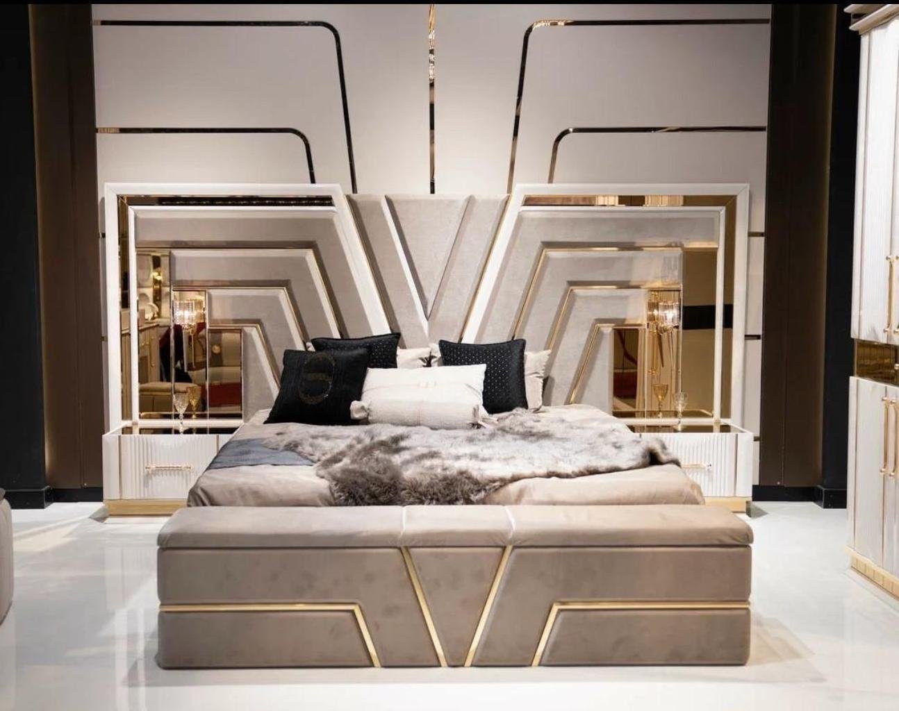 JVmoebel Schlafzimmer-Set Schlafzimmer Set Bett 2x Nachttische Luxus neu 3tlg Design Modern, (3-St., 1x Bett + 2x Nachttische), Made in Europa