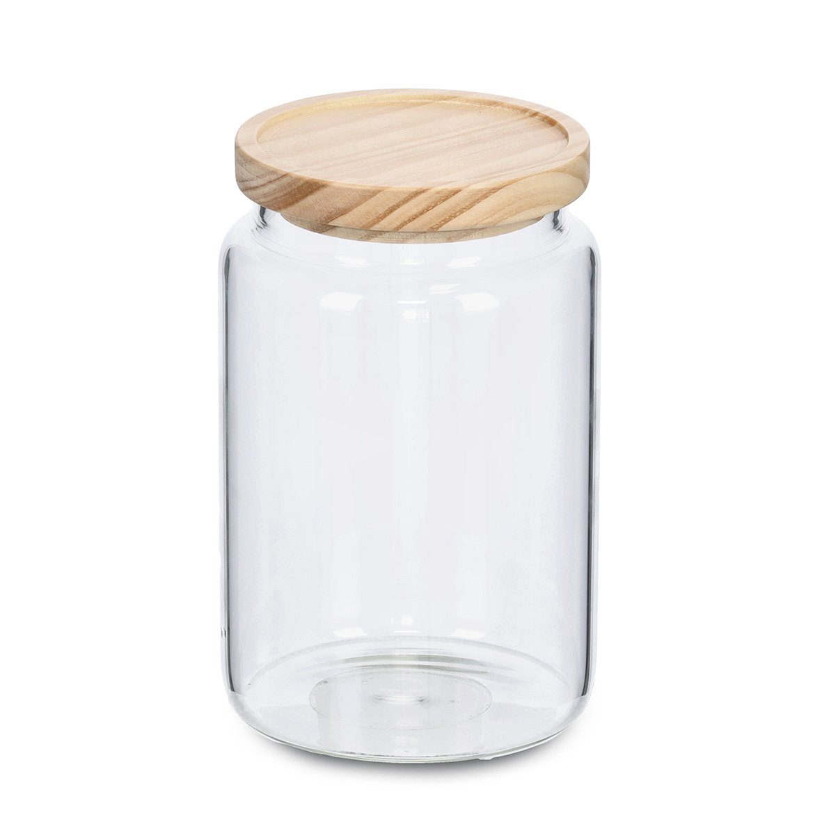 Zeller Present Vorratsglas Vorratsglas mit Holzdeckel 1270 ml, Glas,  (Stück, 1-tlg), Zeller Present Vorratsglas mit Holzdeckel 1270 ml, hübscher  Ordnungshelfer zum Aufbewahren von Getreide, Müsli, Nudeln und