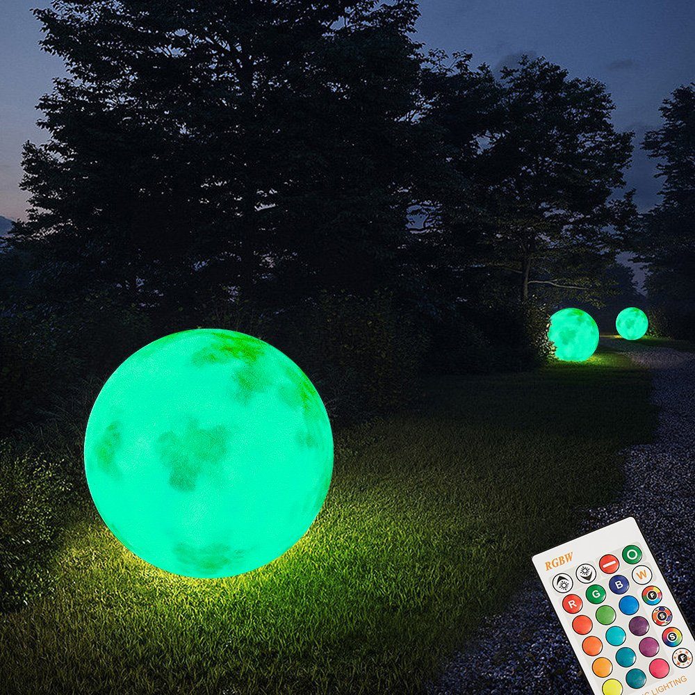 Euroton Leuchtkugel, Gartenleuchte Außenlampe RGBW Gartenleuchte 60cm wechselbar, LED LED LED Kugellampe Stromkabel