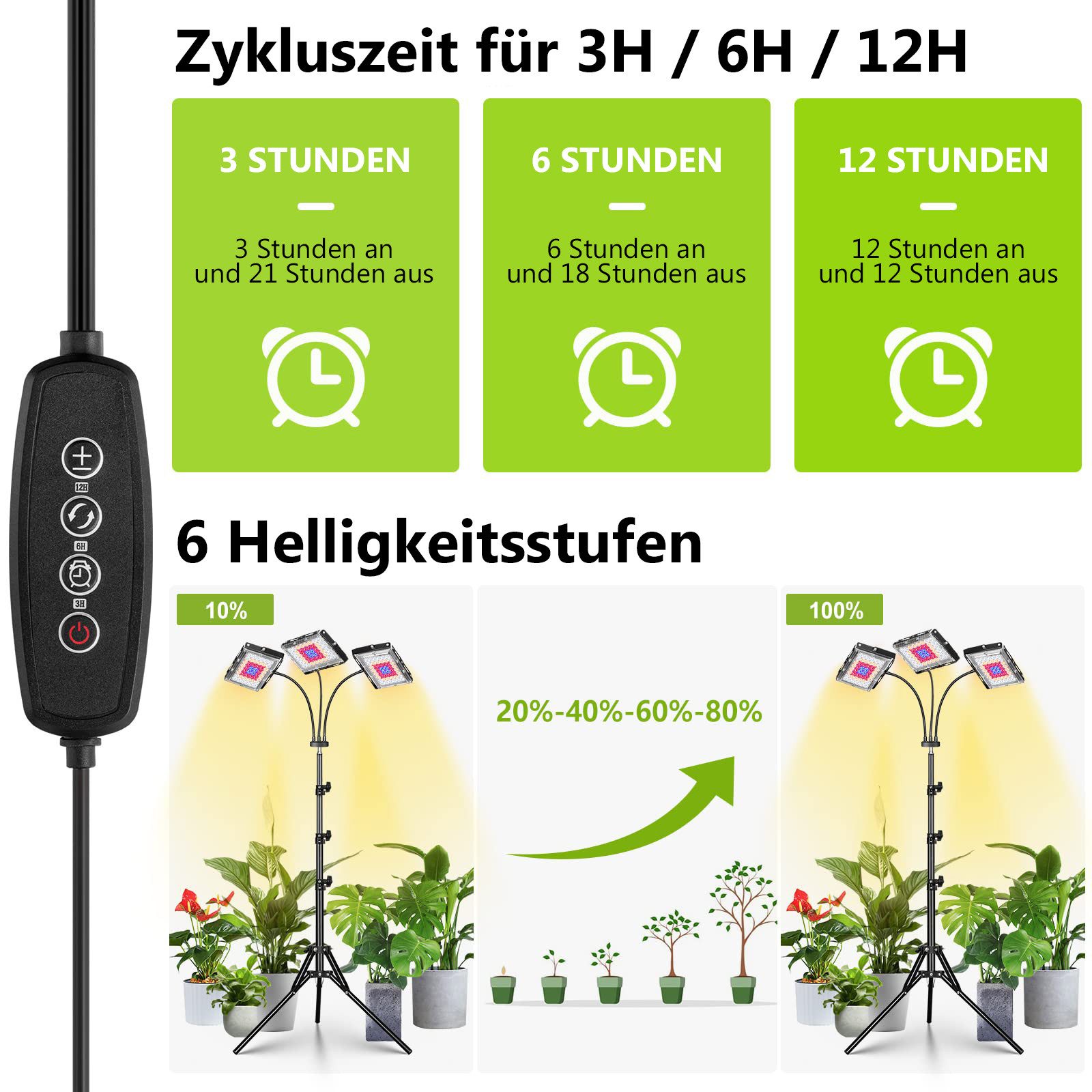 MUPOO Pflanzenlampe LED Pflanzenlicht Vollspektrum mit Ständer,60-160cm höh günstig online kaufen