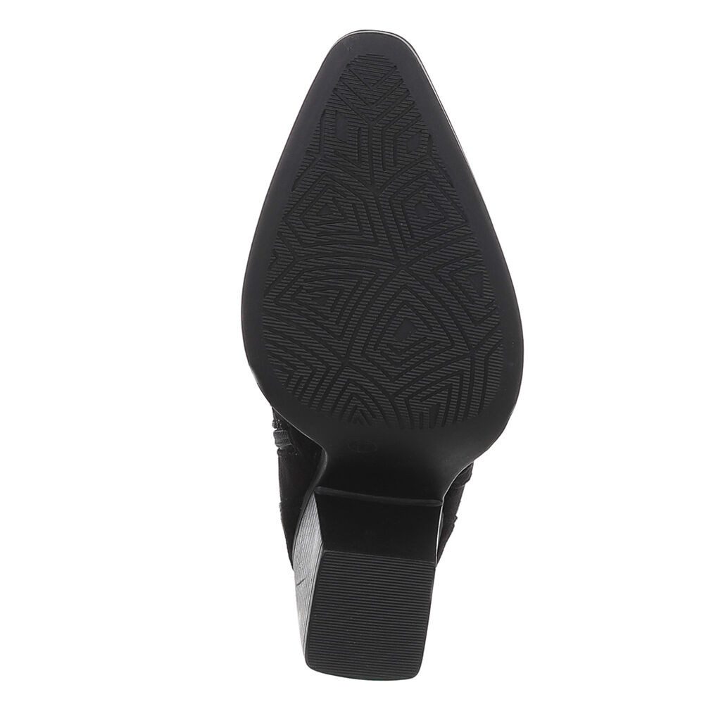 Ital-Design Stylische Westernstiefelette mit Blockabsatz für Damen Westernstiefelette (89937936) Blockabsatz Stiefeletten in Schwarz