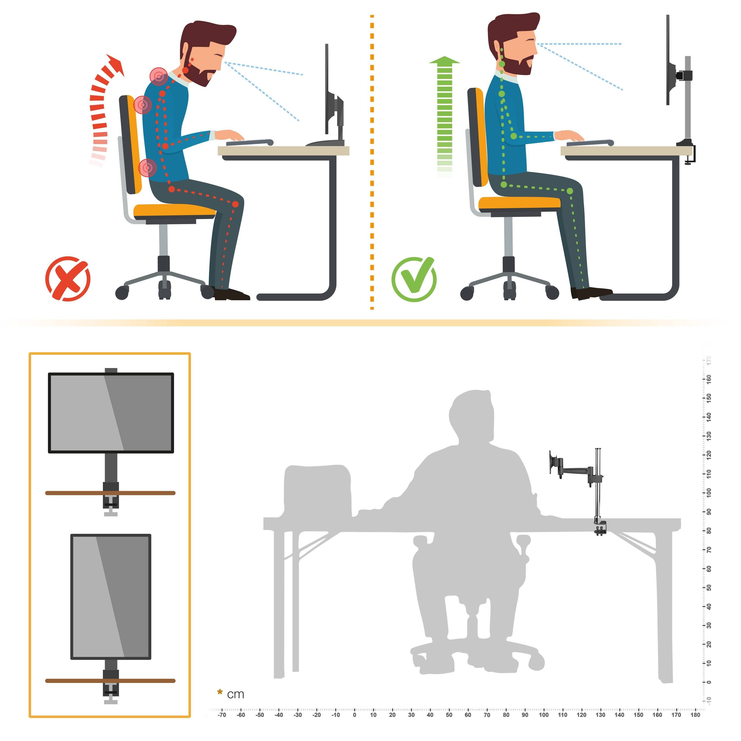 RICOO Monitor-Halterung TS2211, (bis 32 Zoll, 1-tlg., Tischhalterung Schwenkarm Monitorständer Bildschirm Halter schwenkbar)