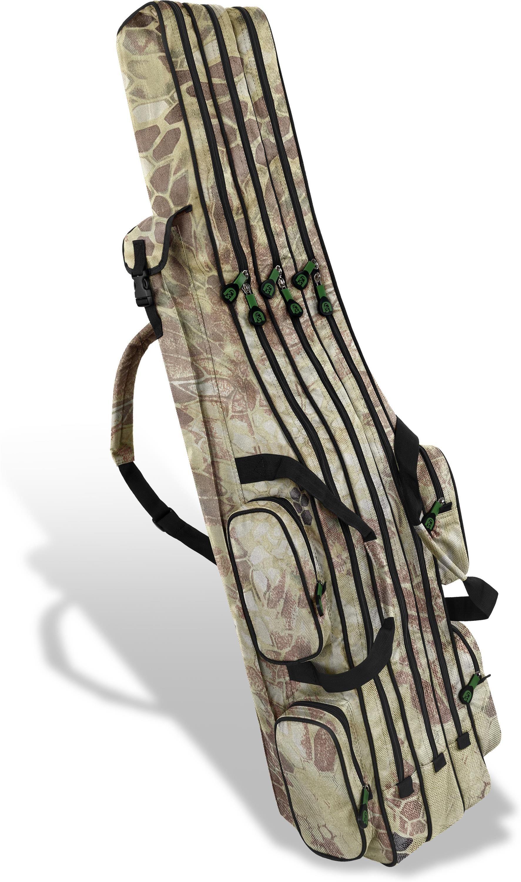 normani Angelrutentasche Rutentasche 1,25 m bis 2,10 m RodBox Triple, Rutenfutteral Anglertasche Rutenrucksack mit 3 Rutenfächern