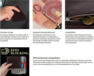 REDOM Geldbörse Herren Geldbeutel Wallet Portemonnaie Portmonee Echtleder Hochformat (Männer Ledergeldbörse Brieftasche mit 6 Kartenfächer, Slim Wallet, Kreditkartenetui, Kartenetui, Kartenhalter, Echtes Leder), Weich Echtleder NFC RFID-Schutz mit Münzfach Groß 11 x 9 x1.5 cm