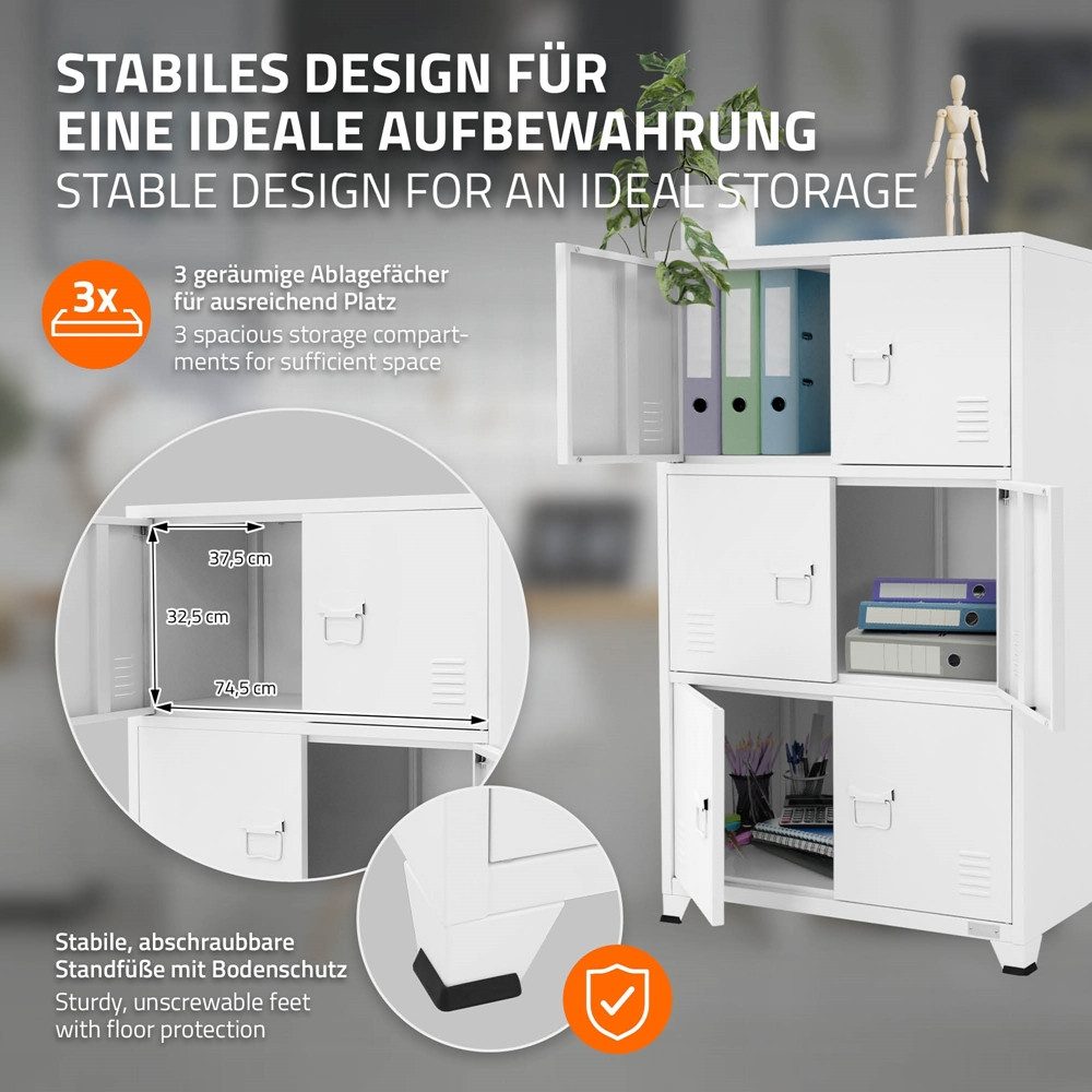 ML-DESIGN Aktenschrank Metallschrank mit Schubladen Aufbewahrungsschrank Mehrzweckschrank (1-St) Lagerschrank Weiß Büroschrank Werkzeugschrank Stahlschrank 75x40x120cm