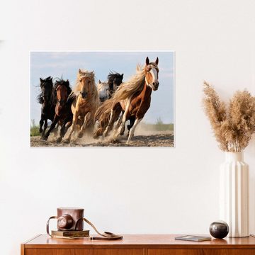 Posterlounge Poster Adam Wong, Glückliche Pferde, Fotografie