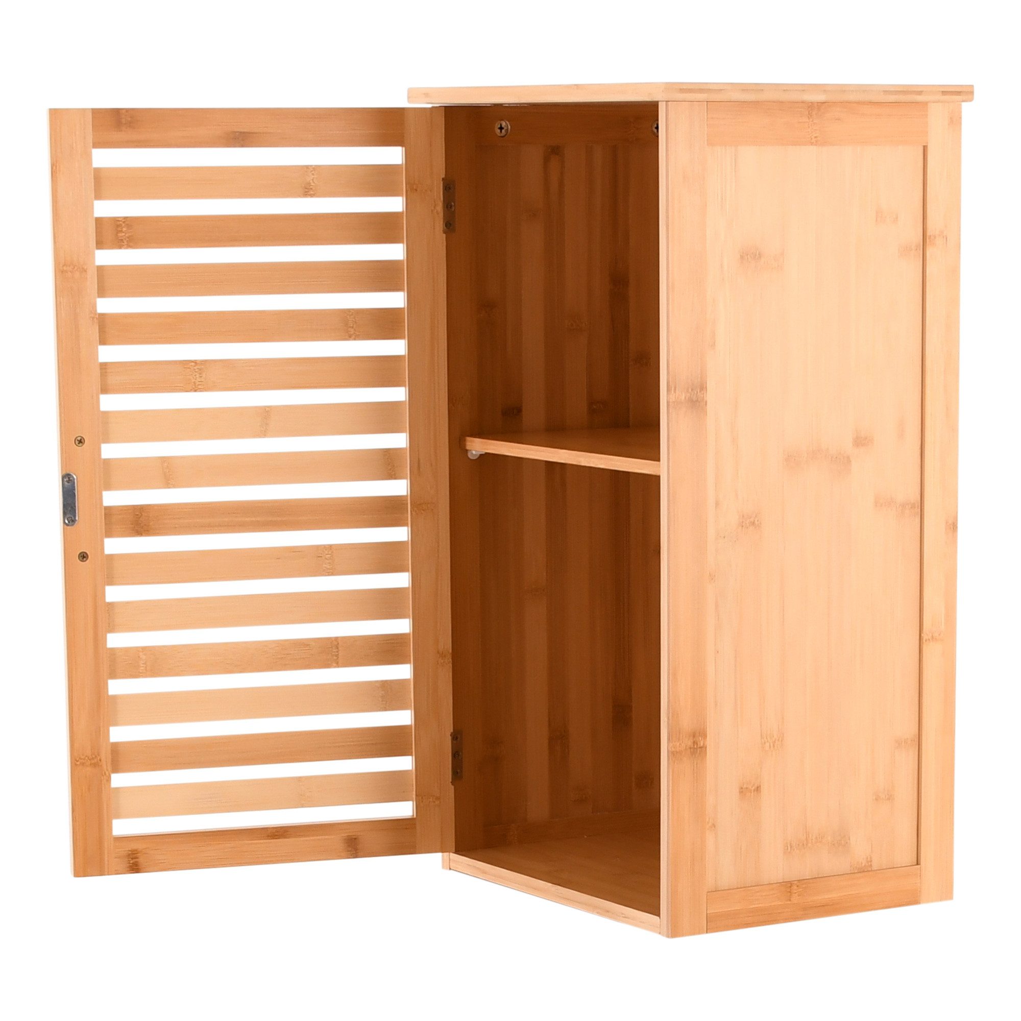 Raburg Hochschrank Badezimmerschrank, Bambus, Kivo 2 Lamellentüren & 6 Fächer, für Bad, Flur oder Küche, zeitloses Design – Bild 3 von 5