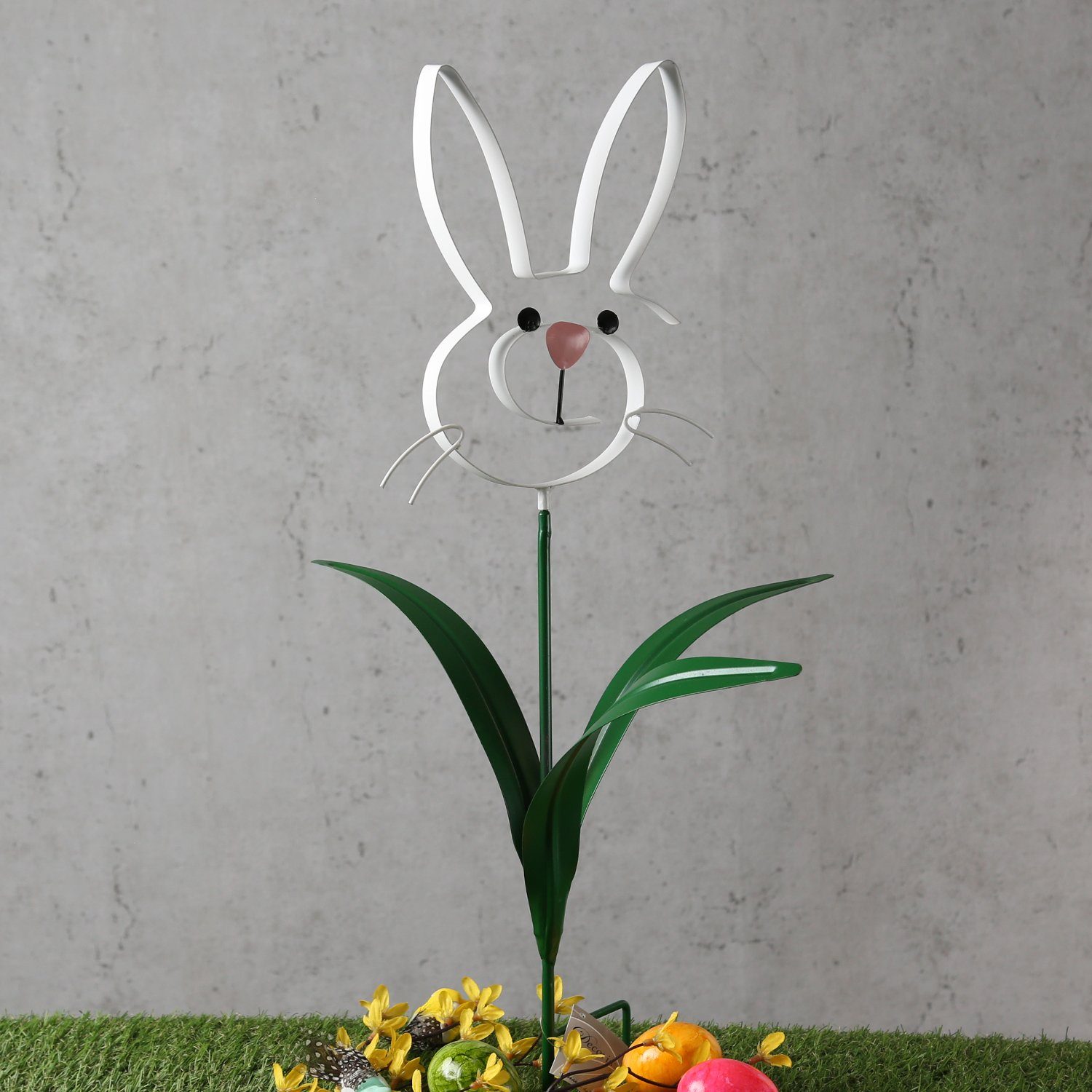 MARELIDA Gartenstecker Hase BUNNY Osterhase Beetstecker Gartendeko H: 61,5cm weiß