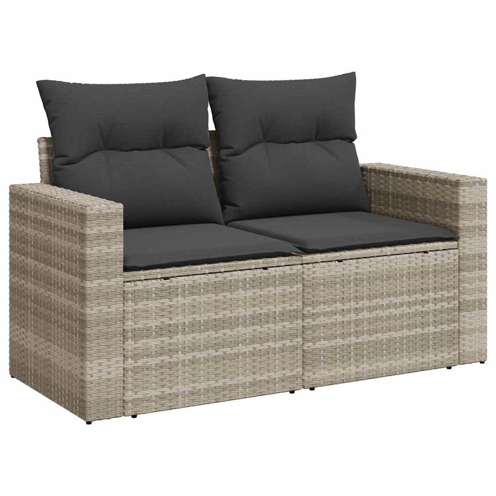 vidaXL Gartenlounge-Set, 5-tlg. Garten-Sofagarnitur mit Kissen Hellgrau Poly Rattan