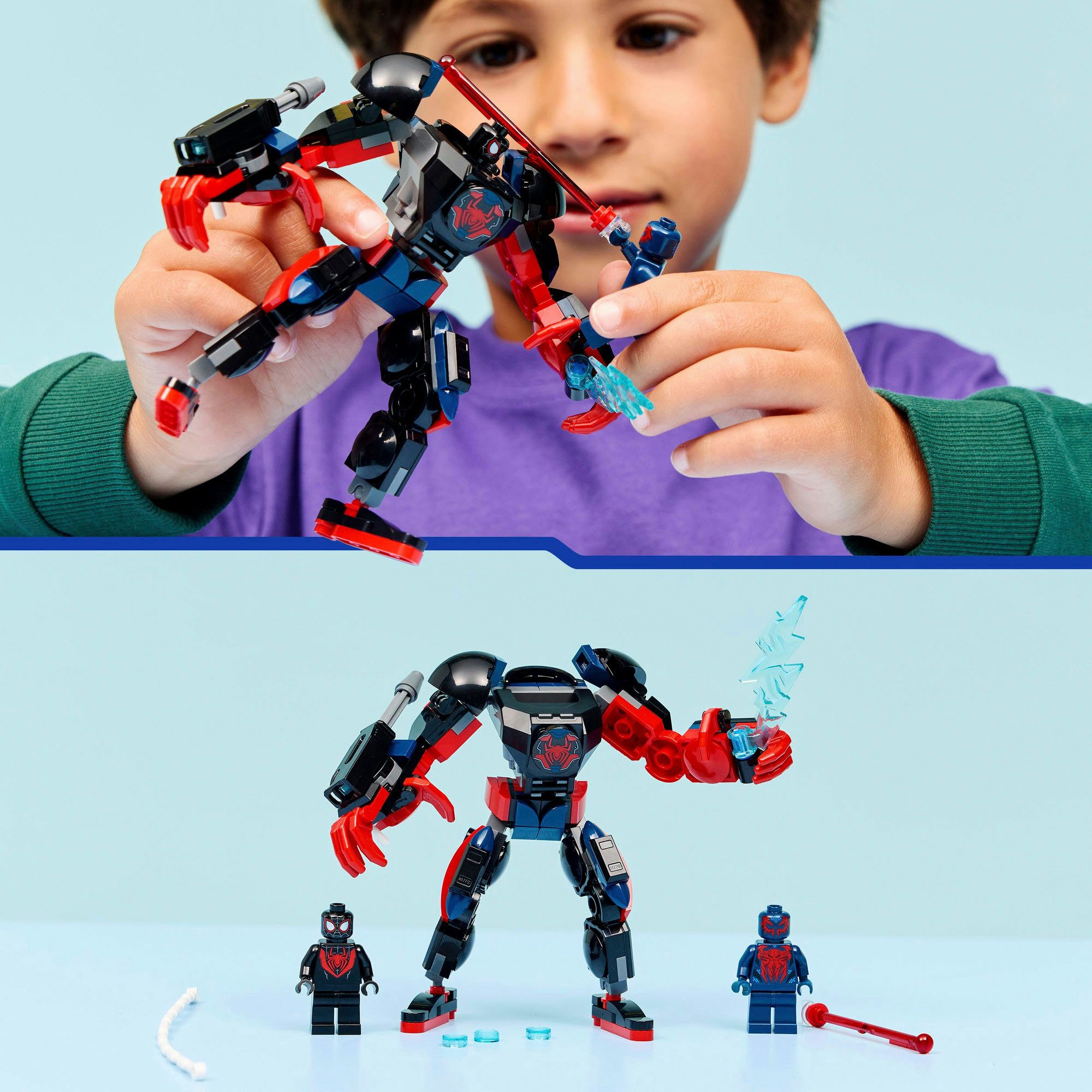 LEGO® Miles Morales Mech vs. Spider-Man 2099 (76337), LEGO Super Heroes Konstruktionsspielsteine, (135 St)