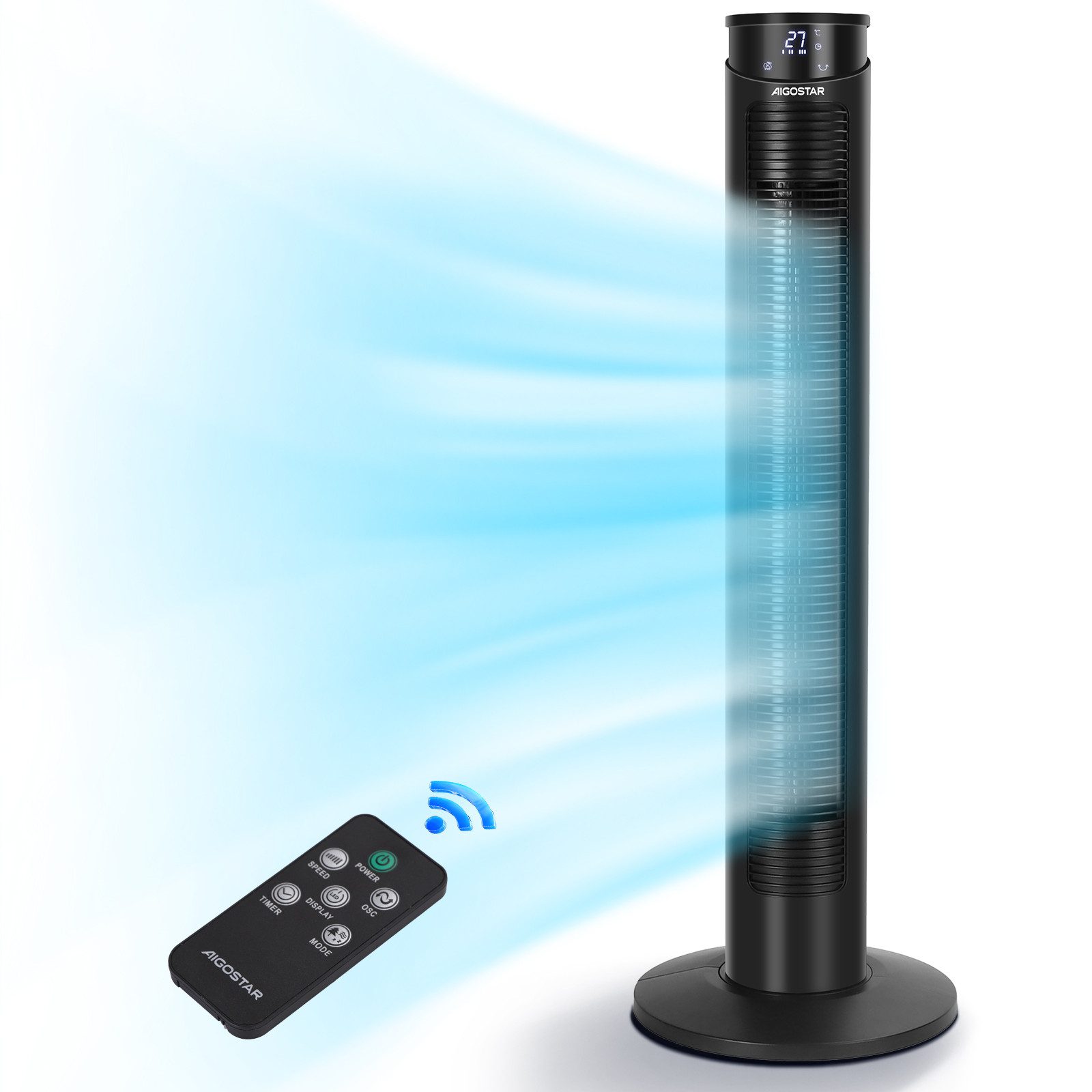 Turmventilator Turmventilator mit Fernbedienung, 4 Modi, 3 Geschwindigkeiten